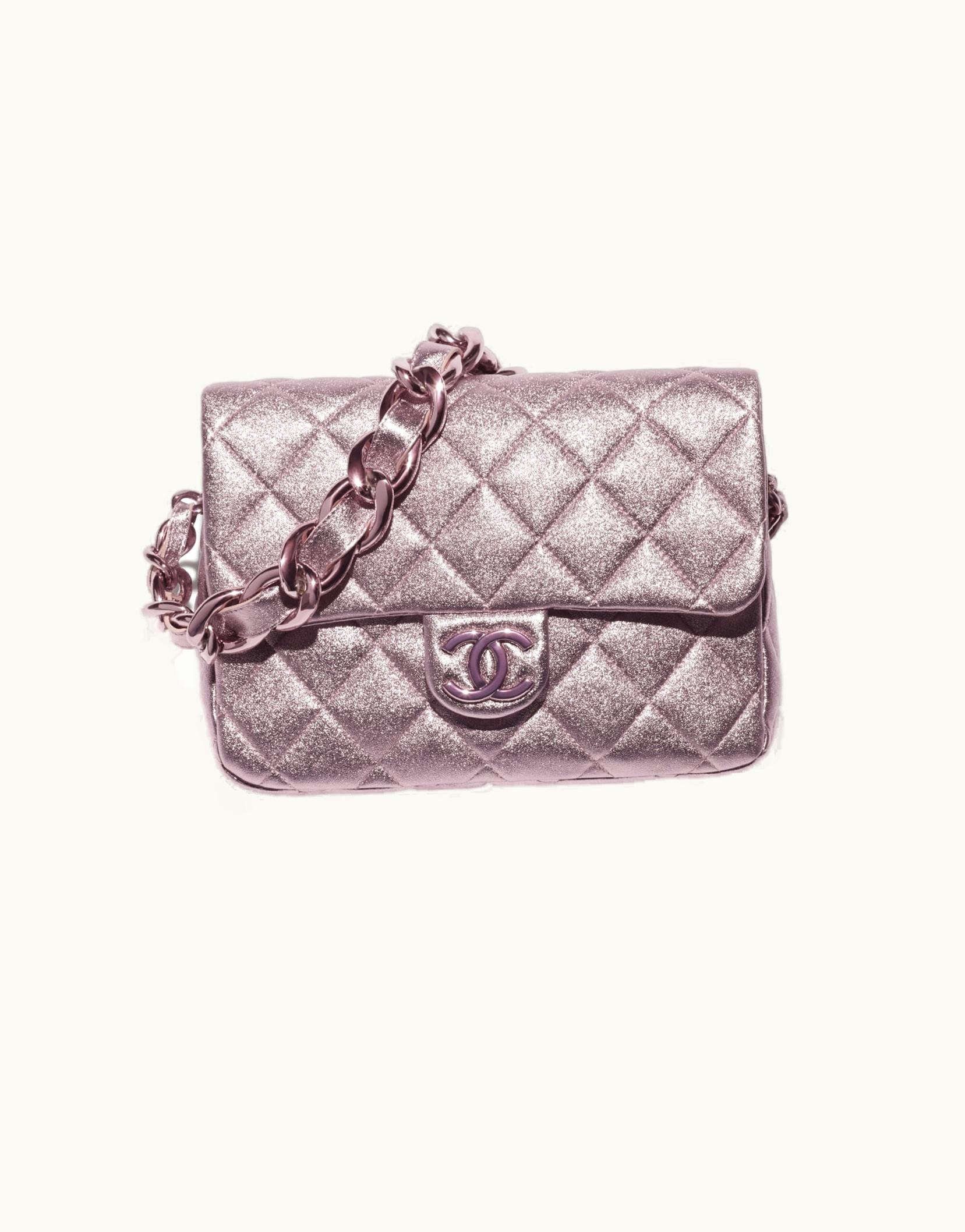 Chanel Chanel Flap Bag, Metallic Lambskin & Lacquered Metal, Light Pink