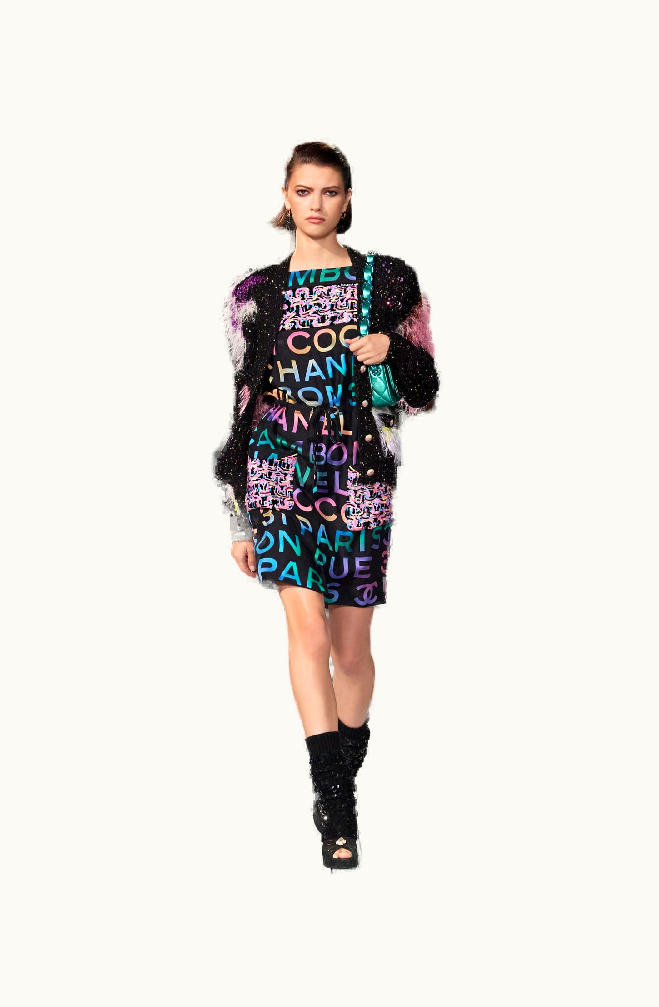 Chanel Chanel Dress - Embroidered Printed Silk, Black & Multicolor