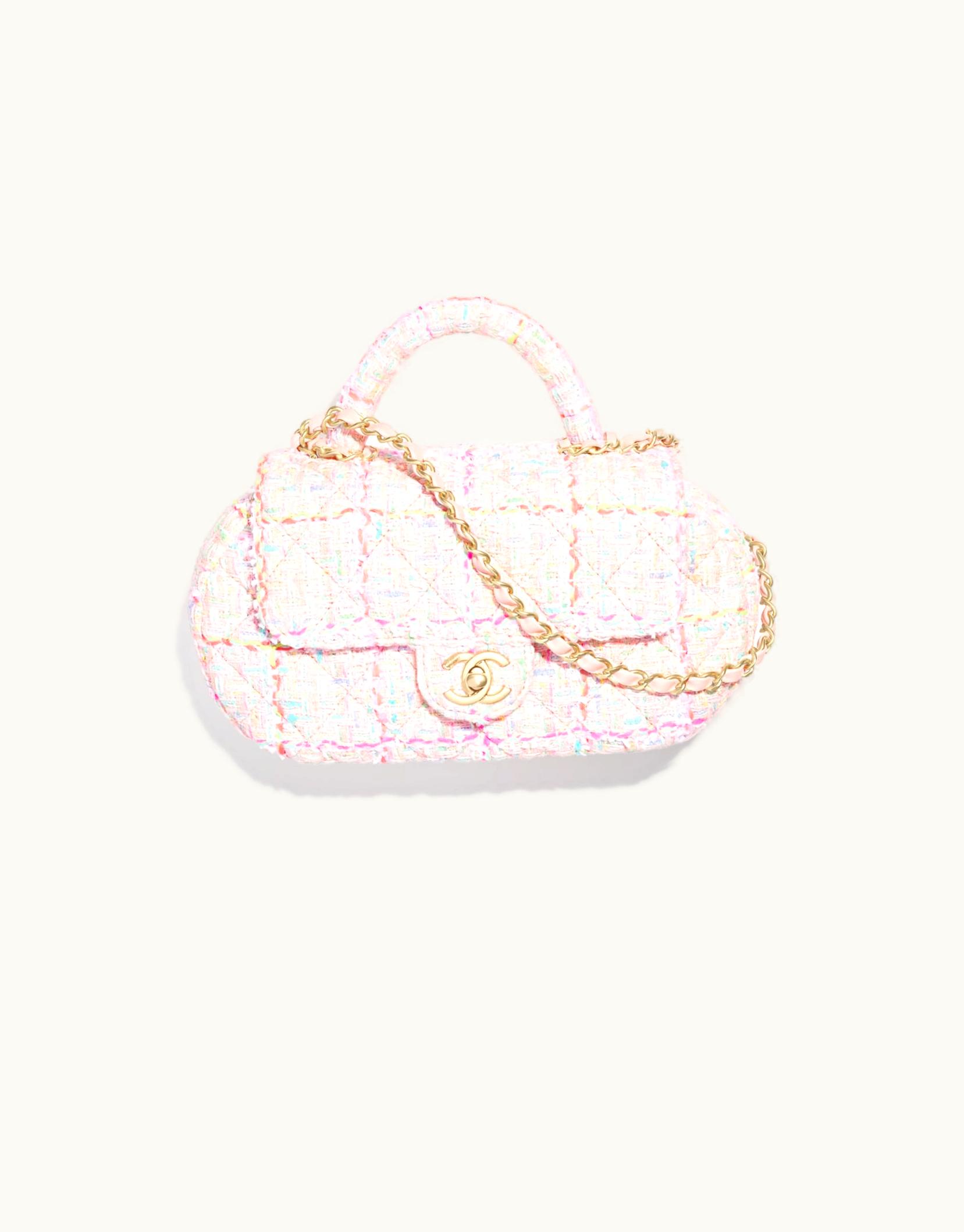 Chanel Chanel Bag With Top Handle, Tweed & Gold-Tone Metal, Multicolor