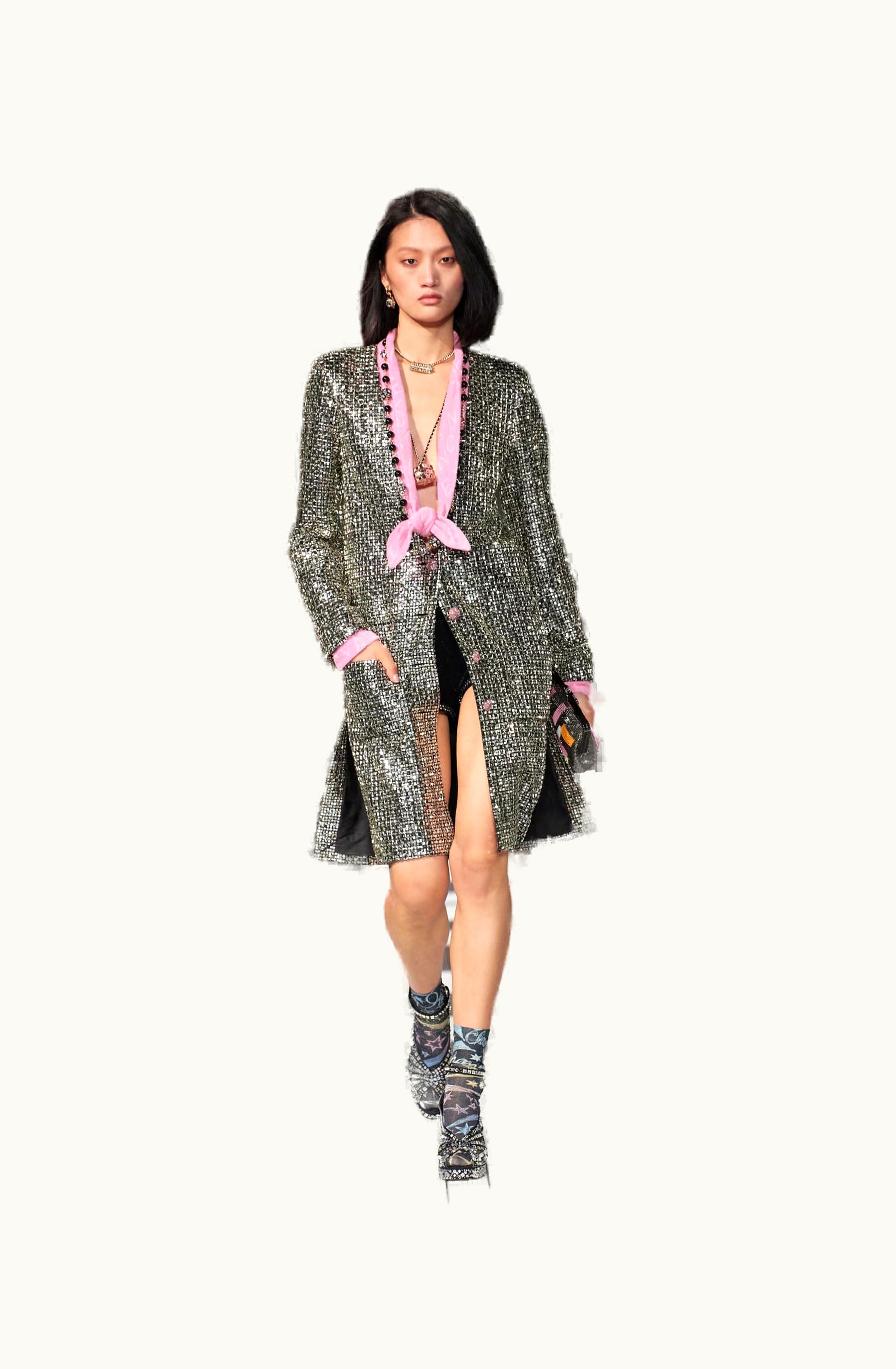 Chanel Chanel Coat - Glittered Stretch Crepe & Cotton Terrycloth, Silver, Gold & Pink