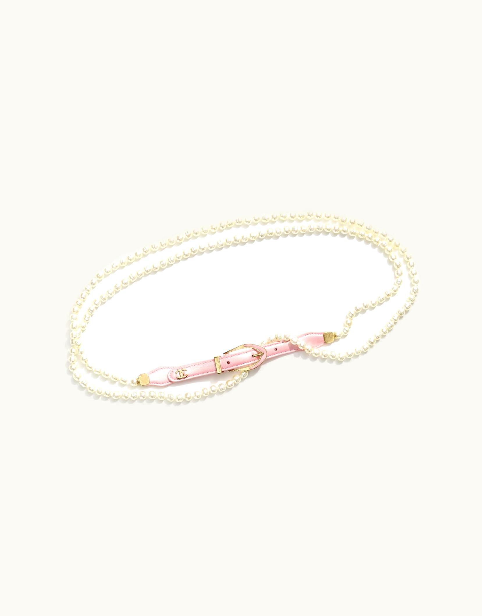 Chanel Chanel Chain Belt - Glass Pearls, Lambskin & Metal, Light Pink & Pearly White