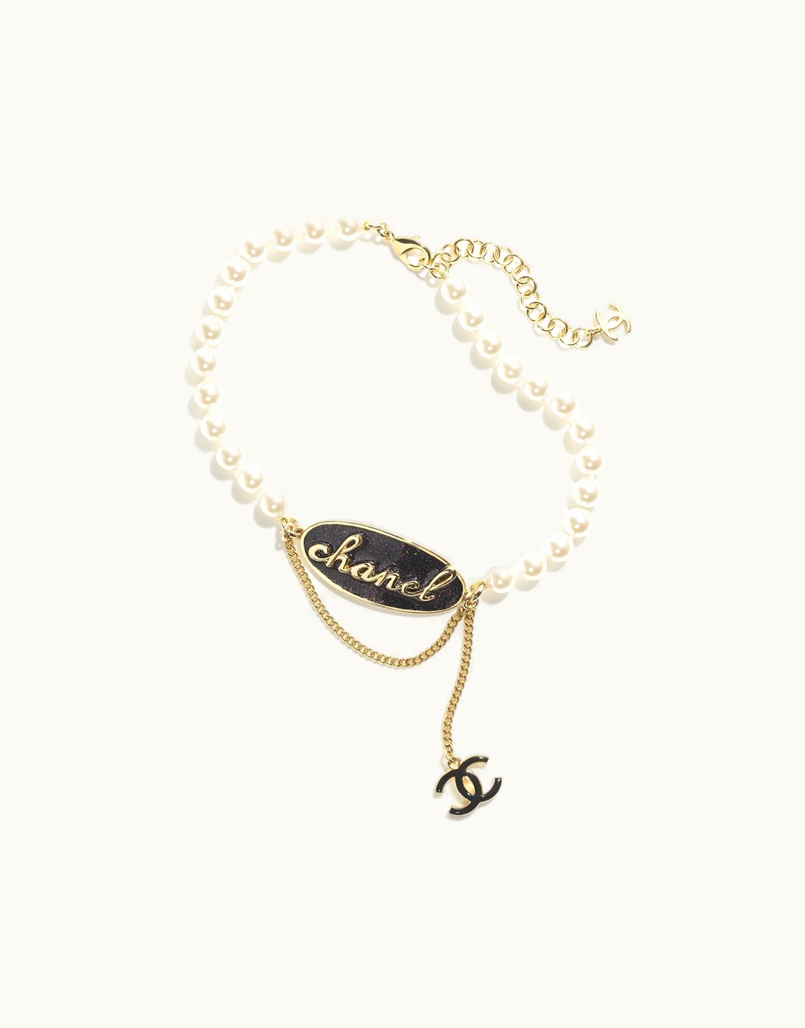 Chanel Chanel Choker - Metal & Glass Pearls, Gold, Pearly Black & Pearly White