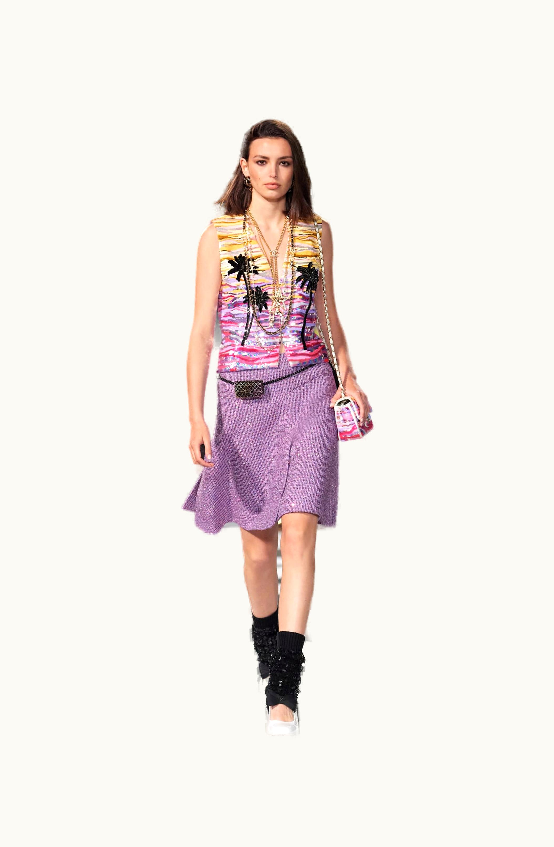 Chanel Chanel Skirt - Glittered Tweed, Purple & Silver