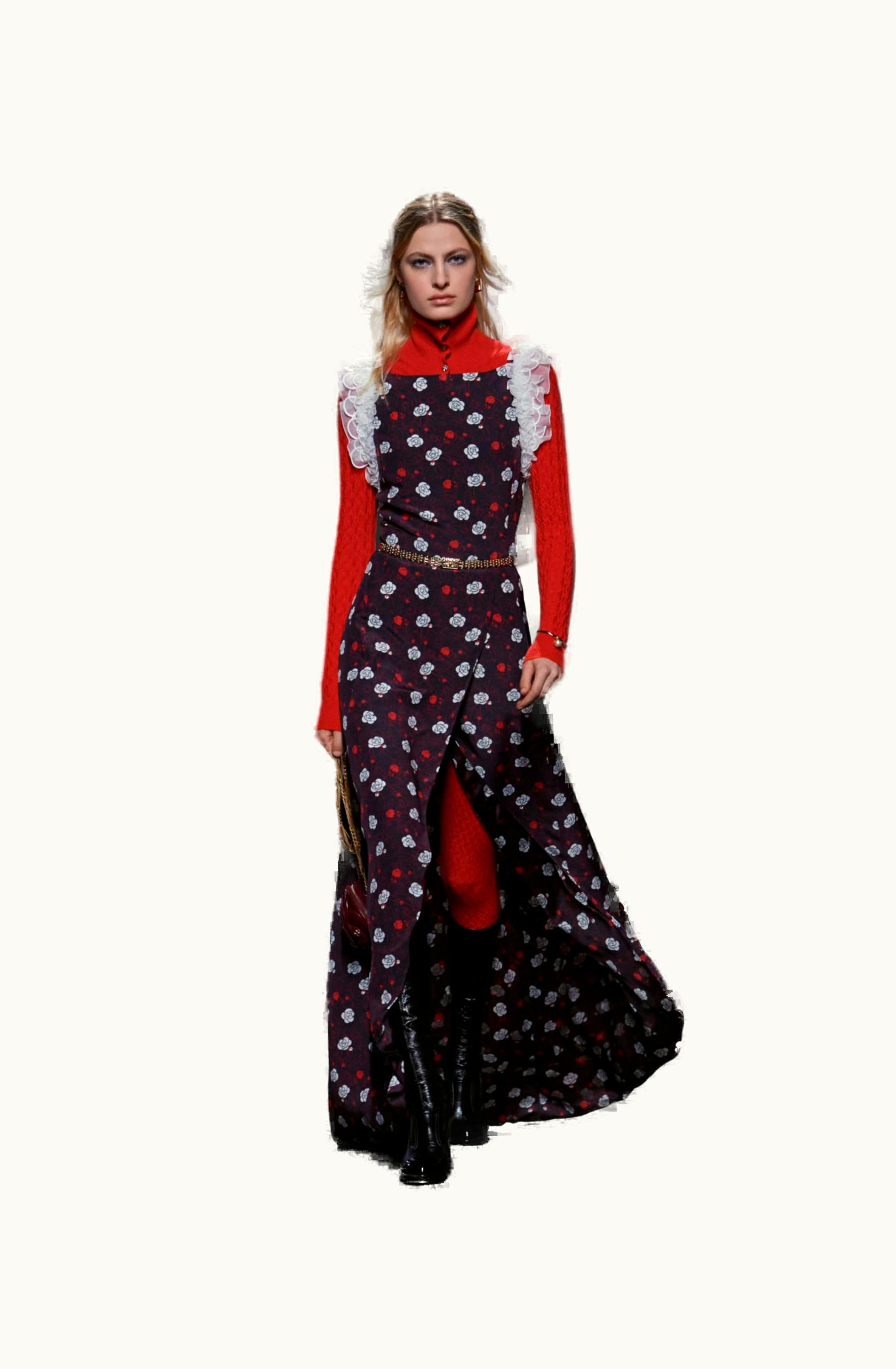 Chanel Chanel Dress - Embroidered Printed Crêpe De Chine, Black, Red & White