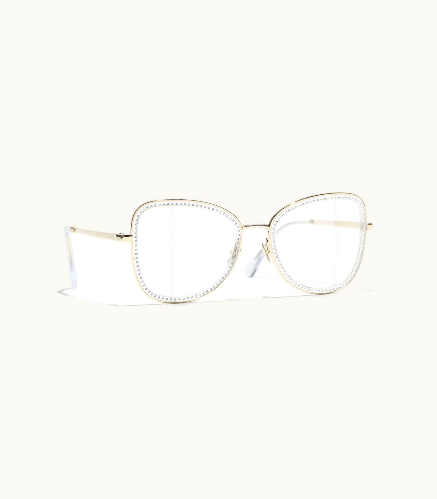 Chanel Chanel Eyeglasses: Square Eyeglasses, Metal & Strass