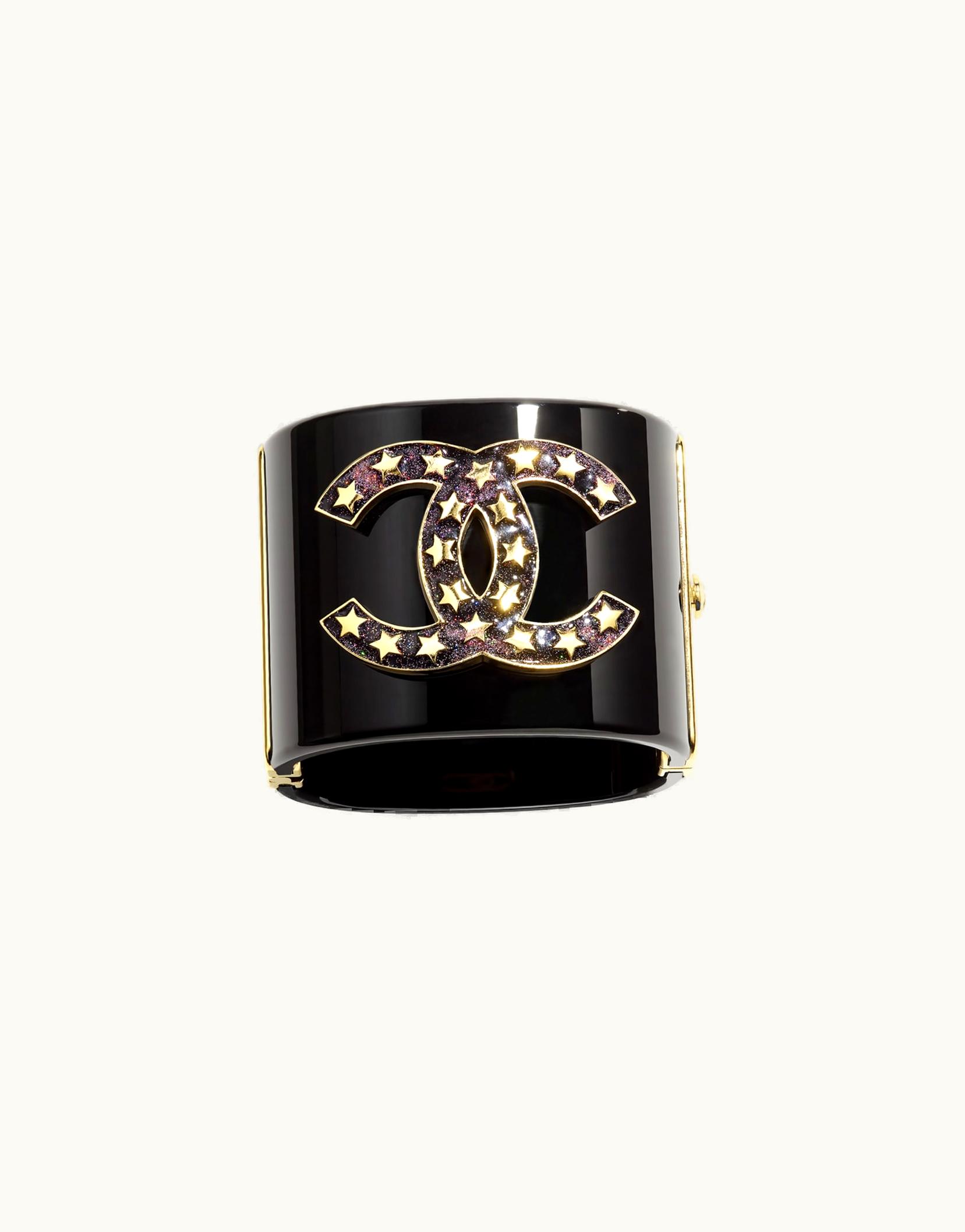 Chanel Chanel Cuff - Resin & Metal, Black, Pearly Black & Gold