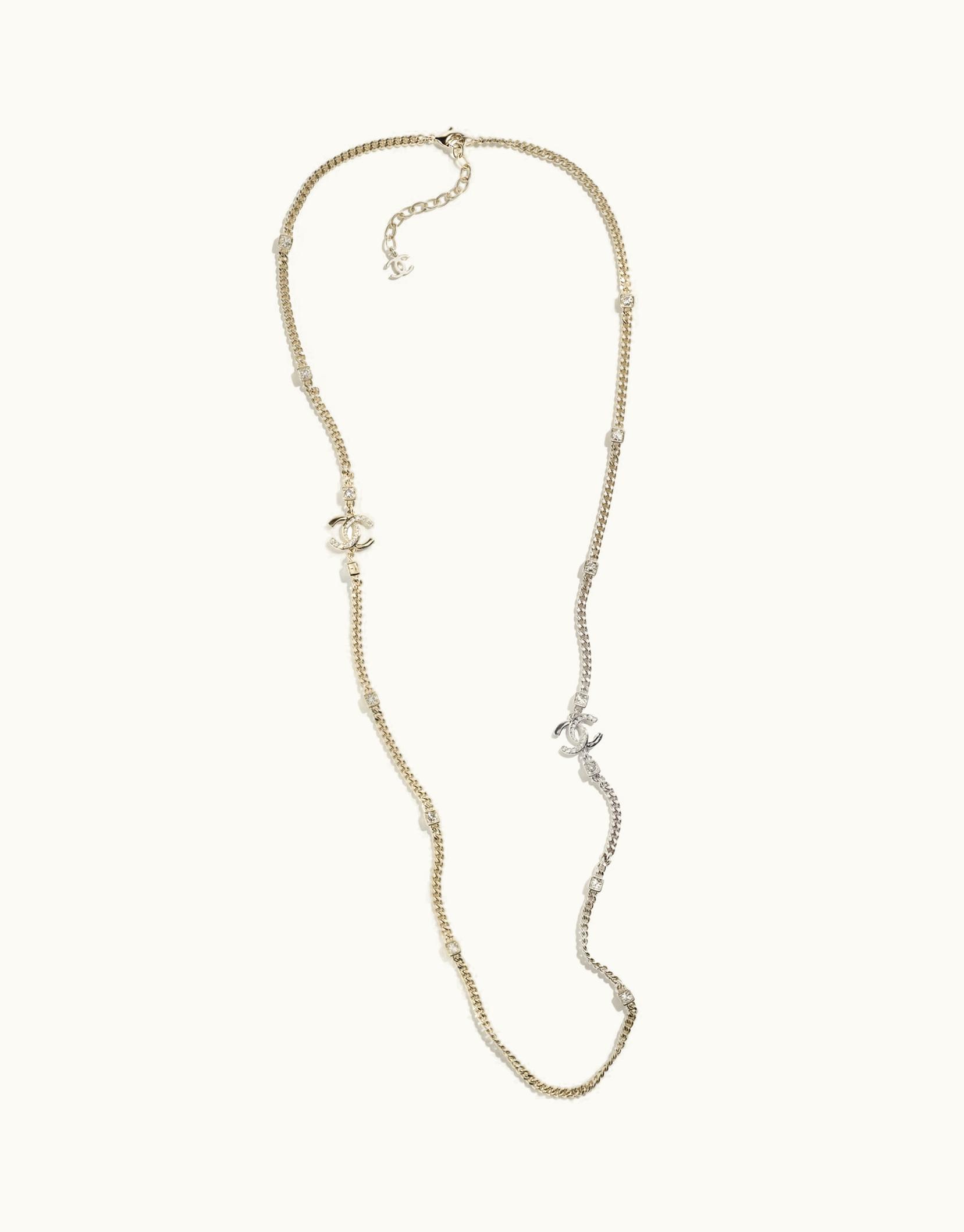 Chanel Chanel Long Necklace - Metal & Strass, Gold & Crystal