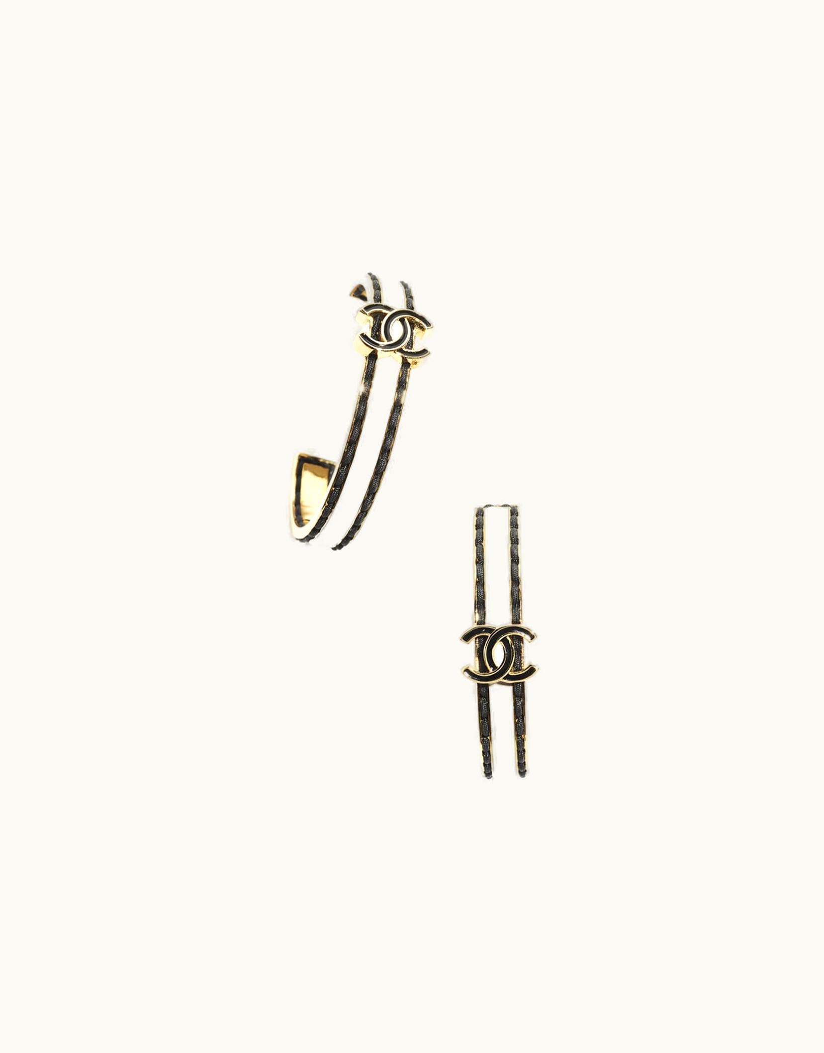 Chanel Chanel Hoop Earrings - Metal & Resin, Gold, Black & White