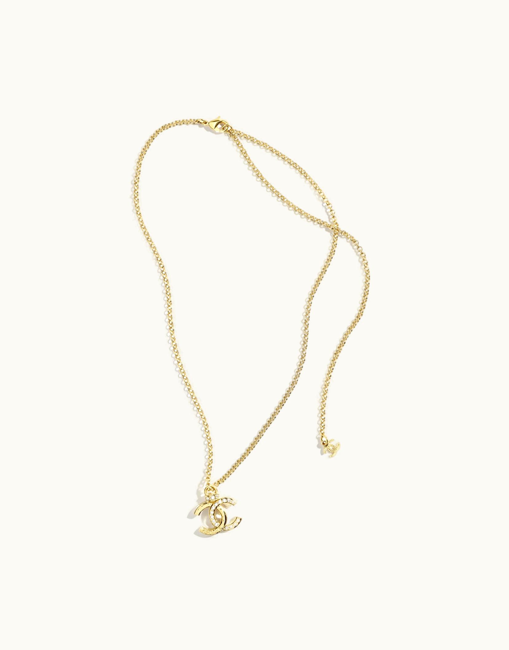 Chanel Chanel Pendant Necklace - Metal & Strass, Gold & Crystal Gold & Crystal