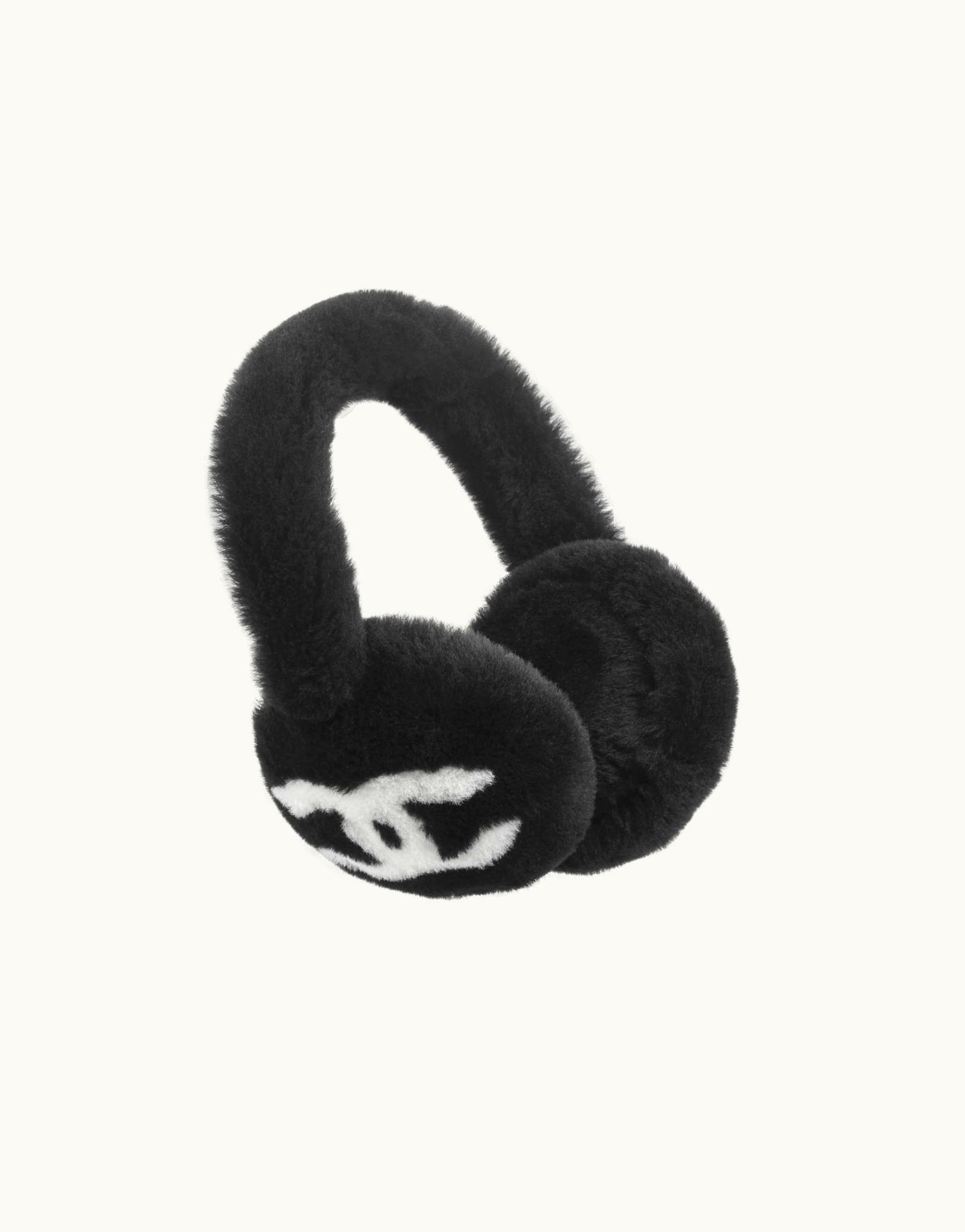Chanel Chanel Earmuffs - Shearling Lambskin, Black & White
