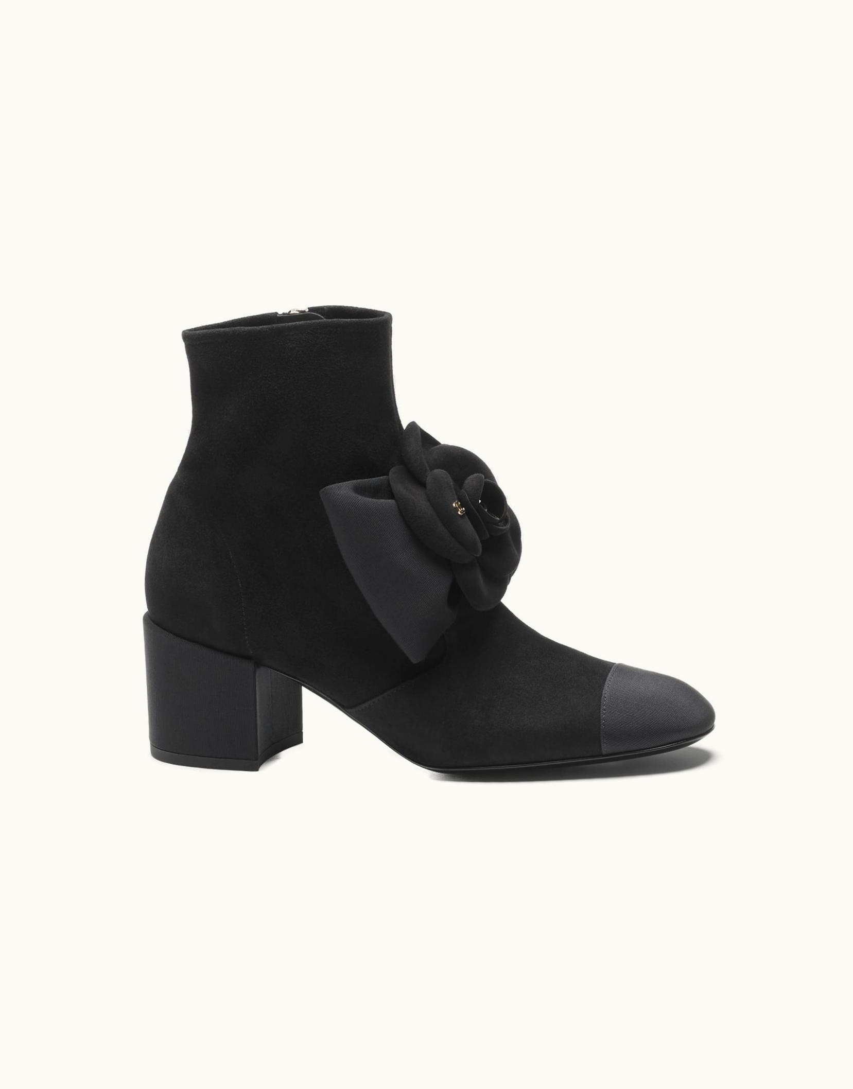 Chanel Chanel Short Boots - Suede Kidskin & Grosgrain, Black