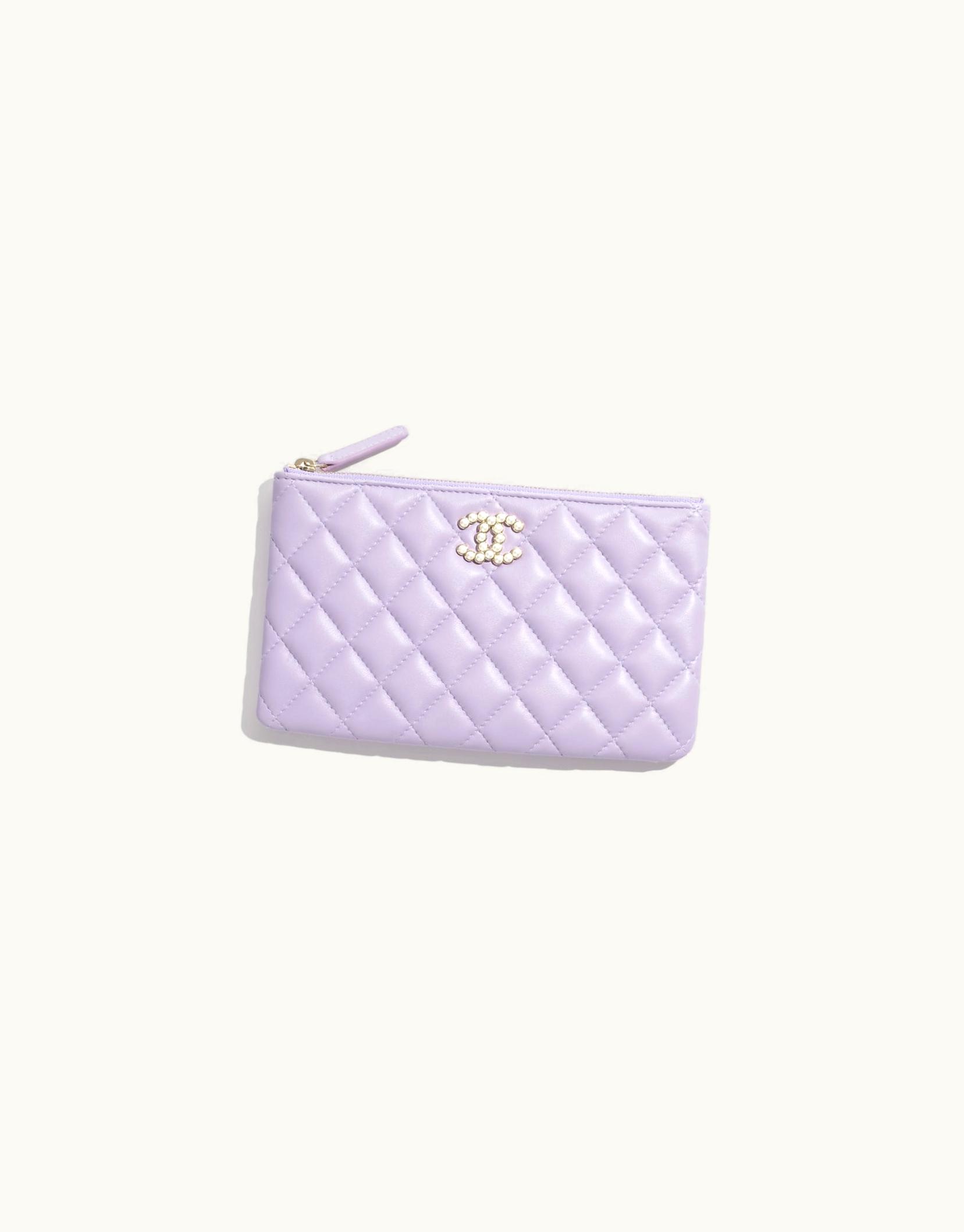 Chanel Chanel Small Pouch - Lambskin, Imitation Pearls & Gold-Tone Metal, Lilac