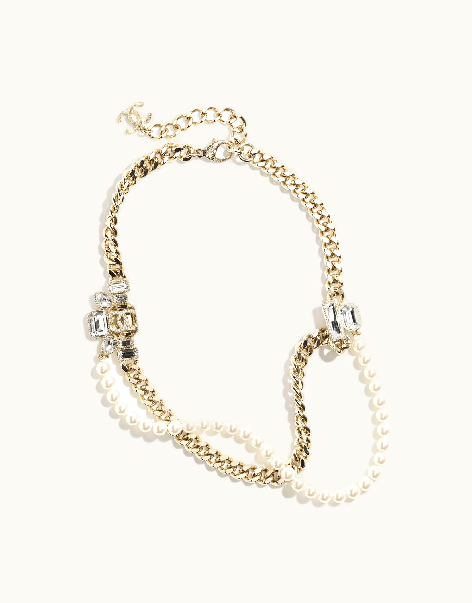 Chanel Chanel Necklace - Metal, Glass Pearls & Strass, Gold, Pearly White & Crystal ABC575B15250NU067