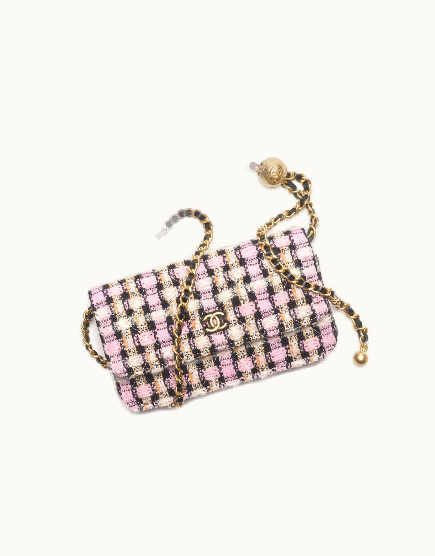 Chanel Chanel Flap Phone Holder With Chain - Wool Tweed & Gold-Tone Metal, Multicolor