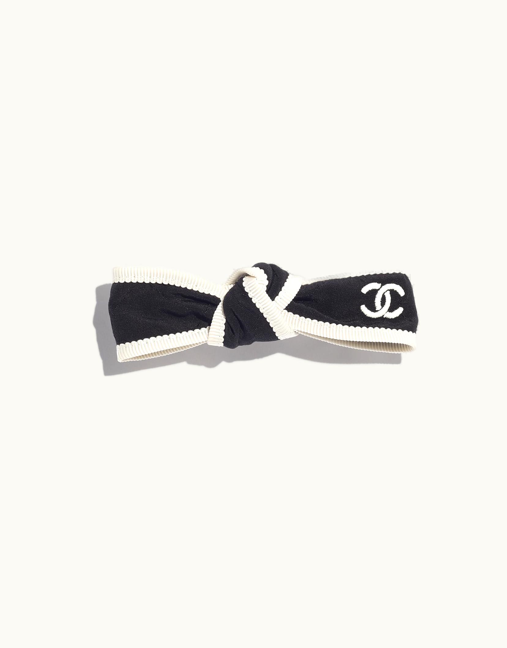 Chanel Chanel Bow Barrette - Silk Jacquard, Black & Ecru