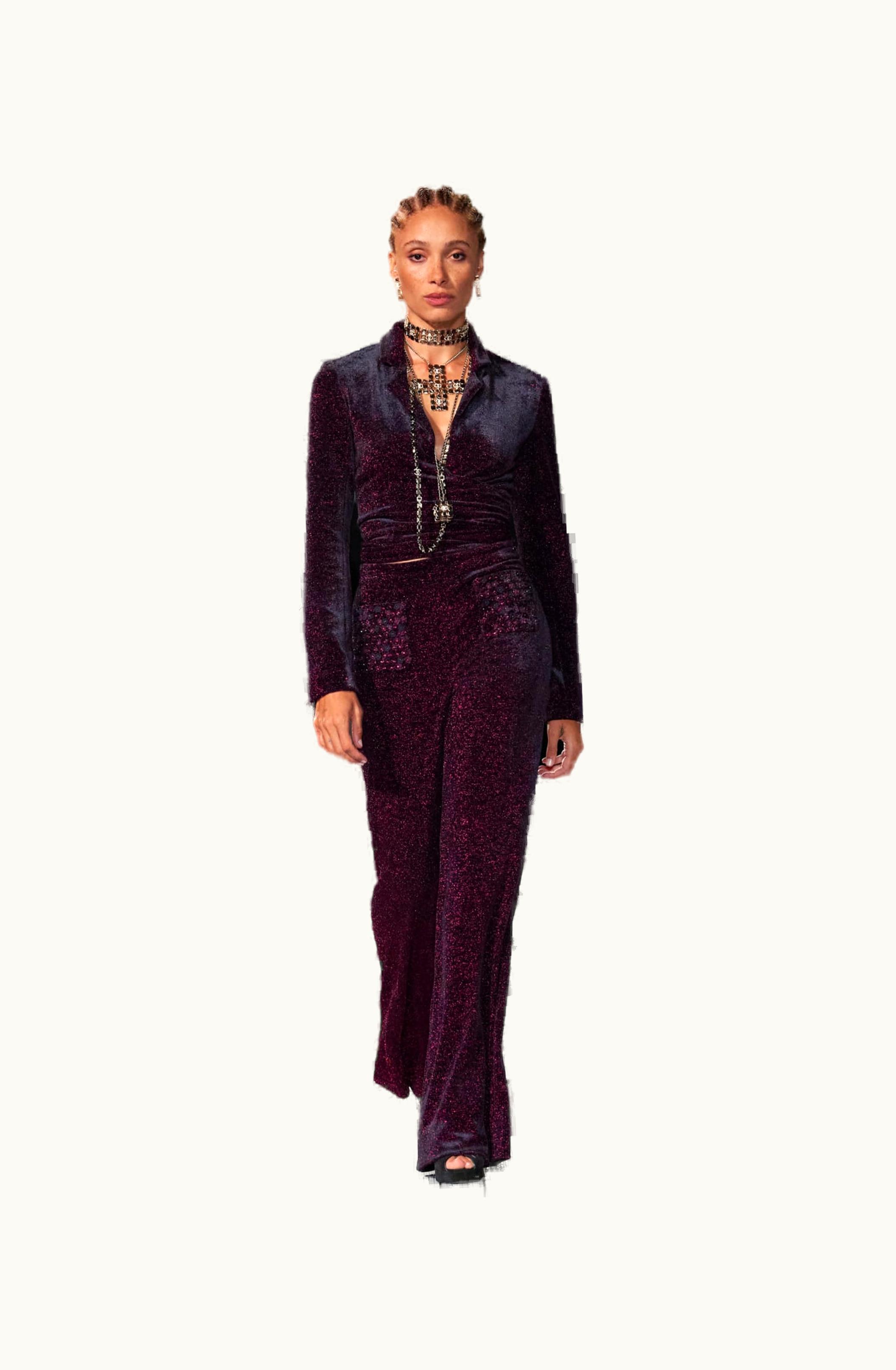 Chanel Chanel Top - Mixed Fibers, Black, Fuchsia & Silver