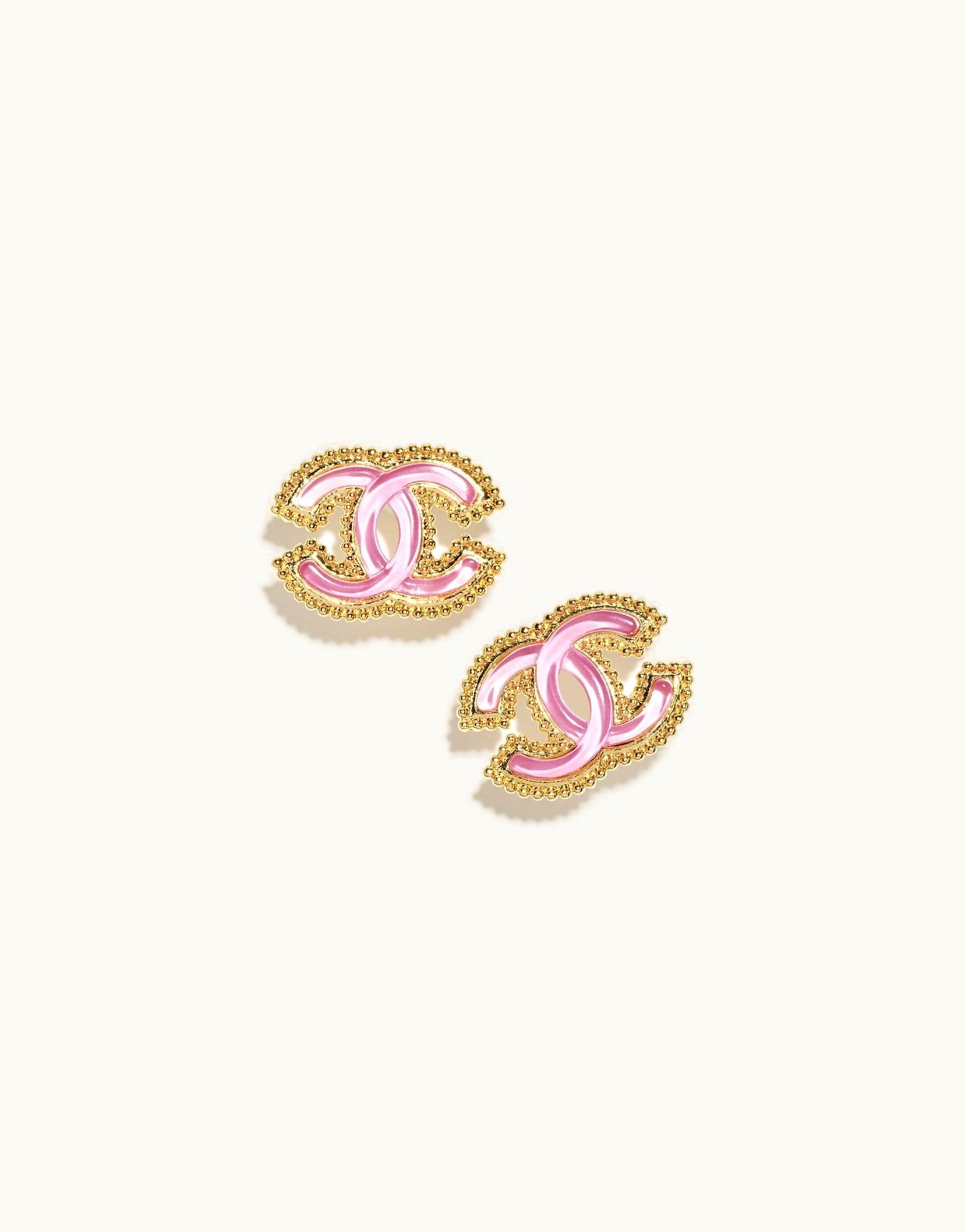 Chanel Chanel Stud Earrings - Metal & Resin, Gold & Pink ABD128B16089NW208