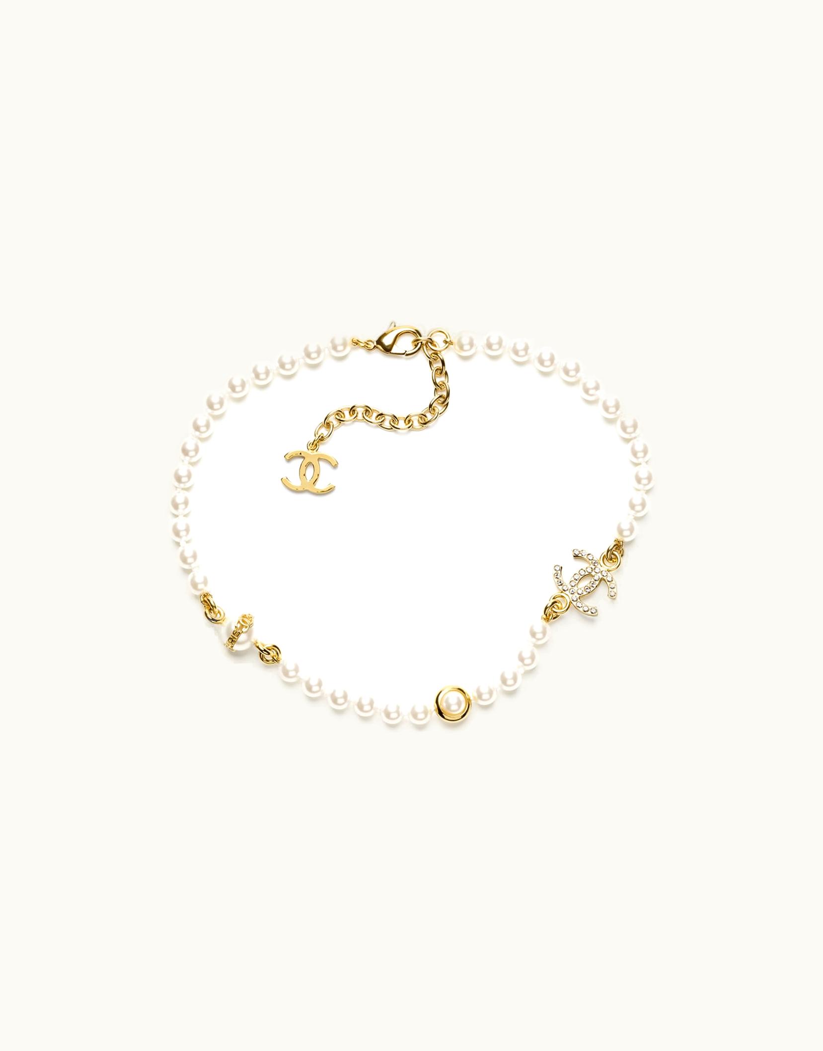 Chanel Chanel Necklace - Metal, Glass Pearls, Imitation Pearls & Strass, Dark Gold, Pearly White & Crystal Dark Gold, Pearly White & Crystal