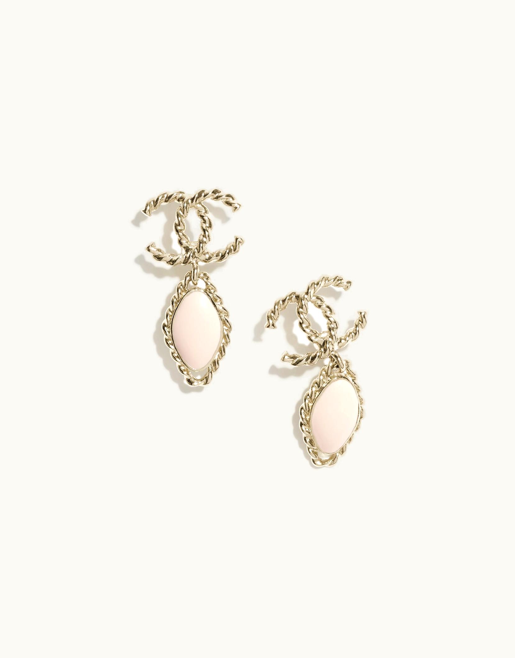 Chanel Chanel Pendant Earrings - Metal, Gold & Pink Gold & Pink