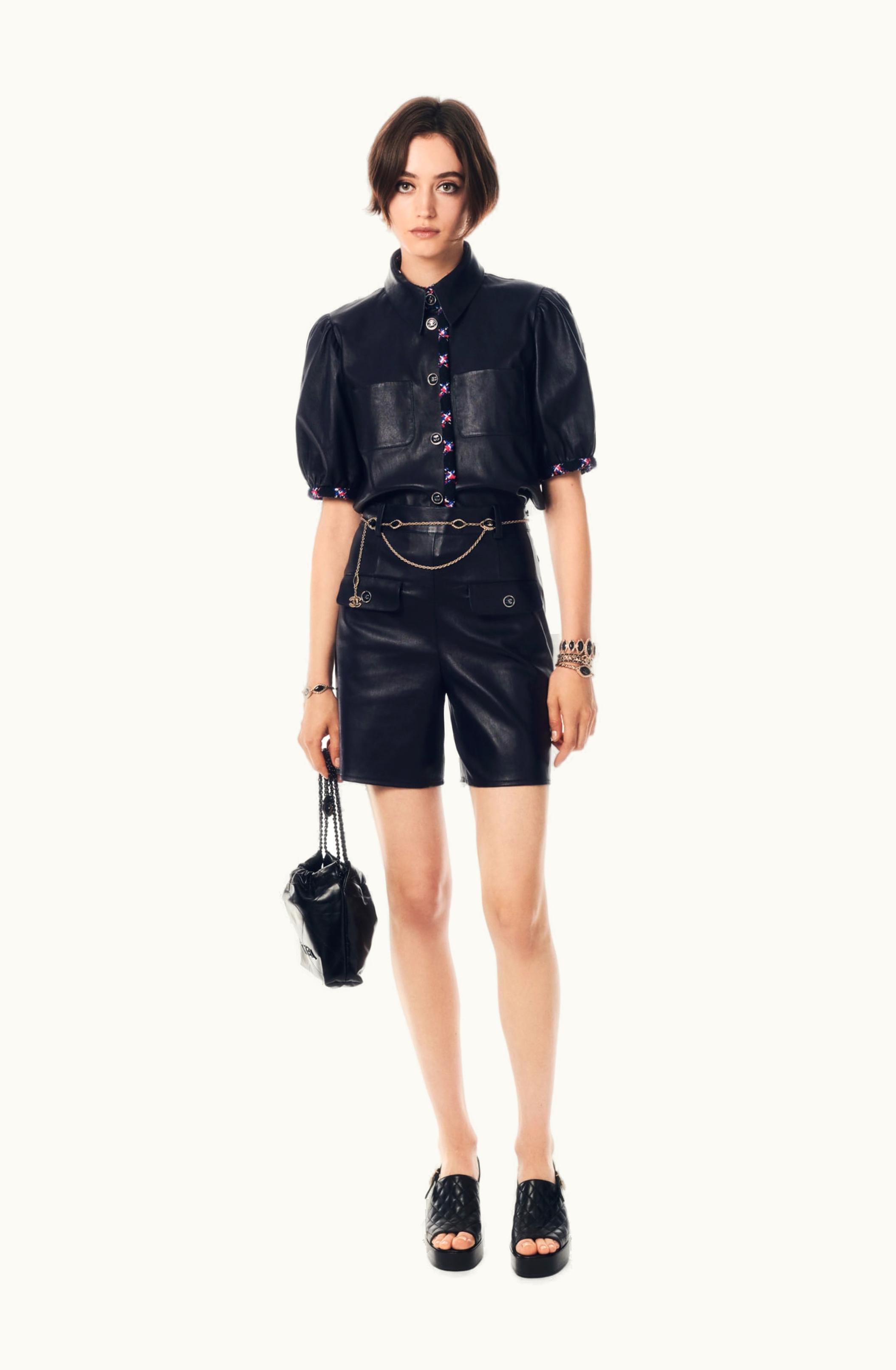 Chanel Chanel Blouse - Stretch Lambskin, Dark Navy Blue, Red, Blue & White Dark Navy Blue, Red, Blue & White