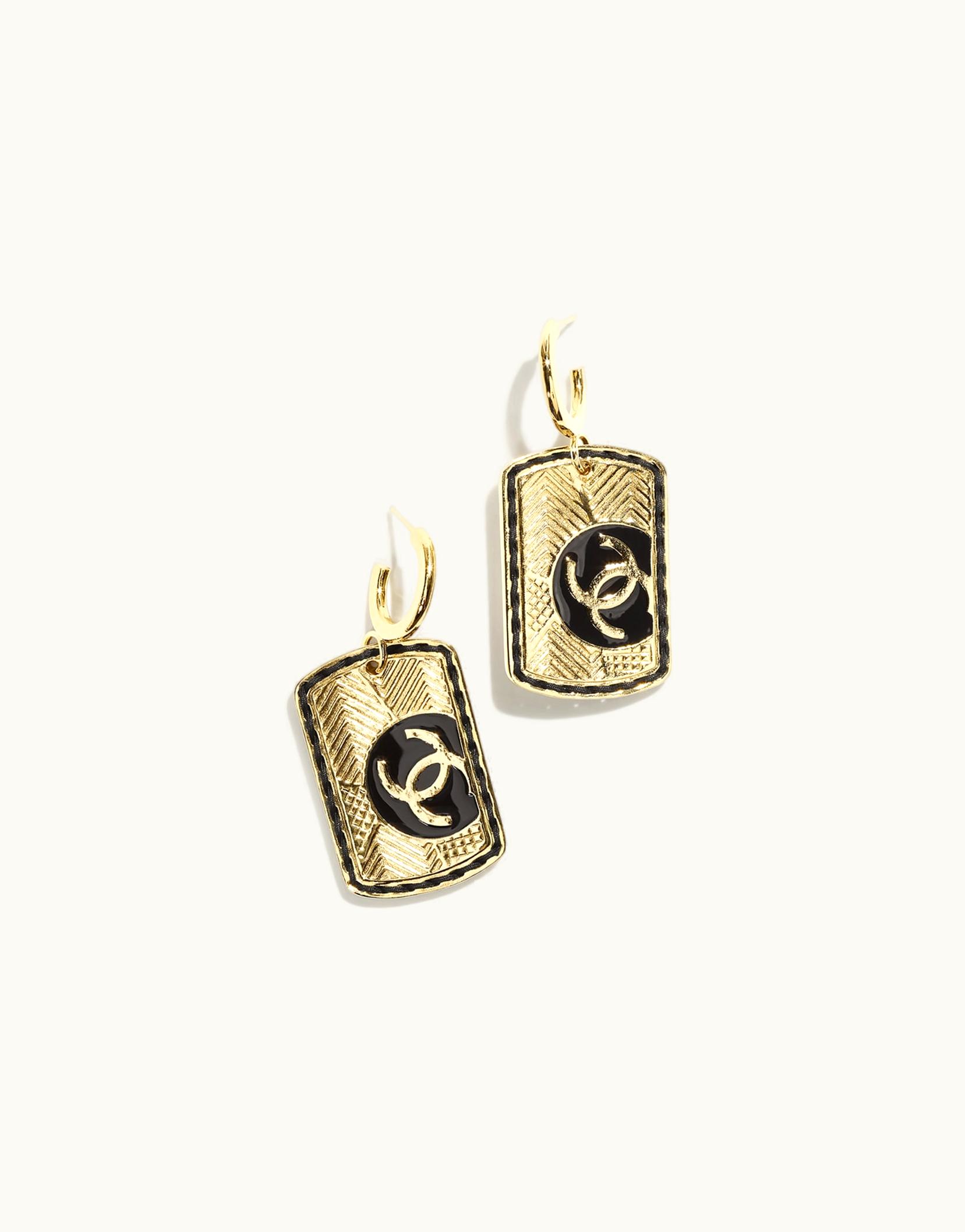 Chanel Chanel Pendant Earrings - Metal & Resin, Gold & Black Gold & Black