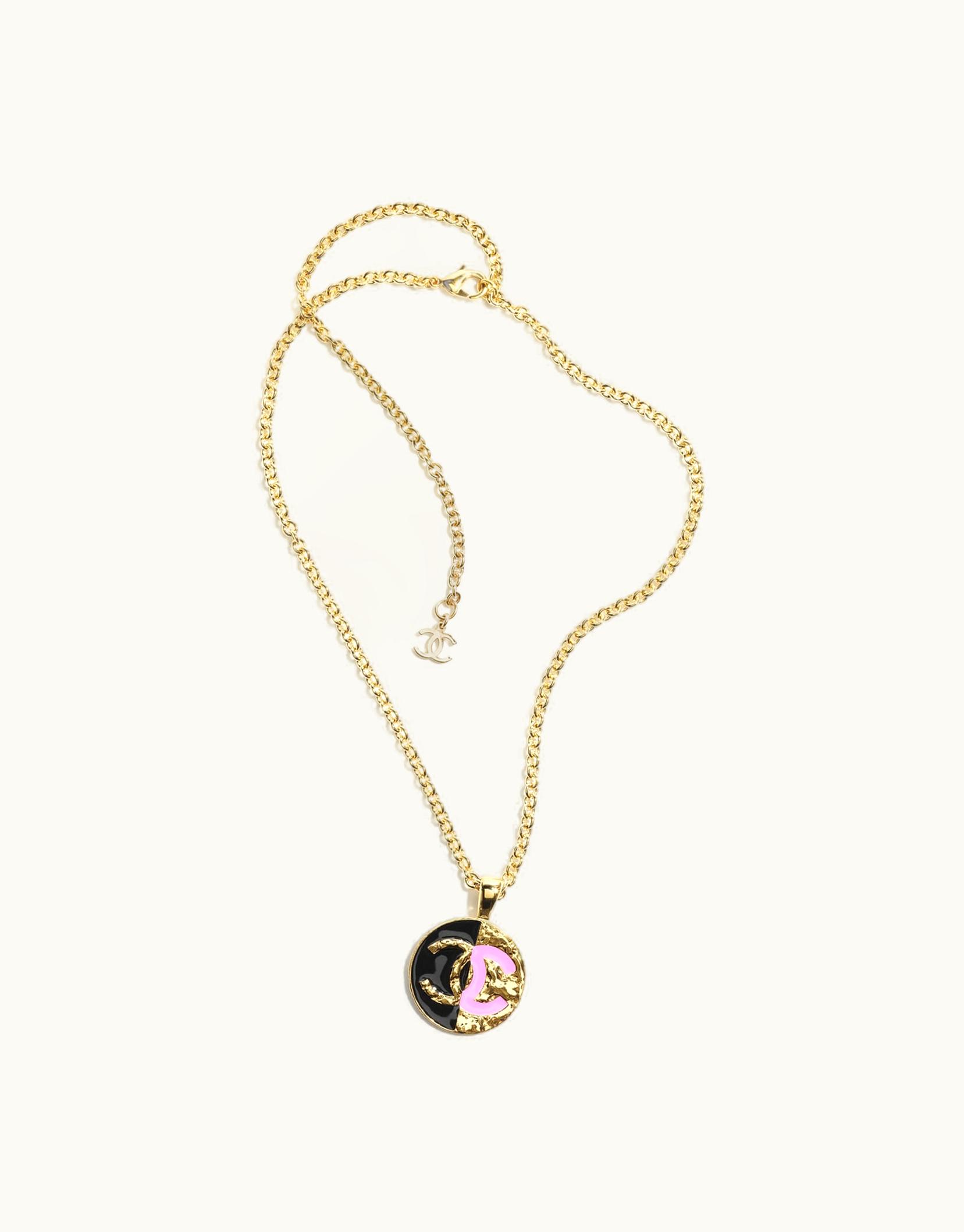 Chanel Chanel Pendant Necklace - Metal, Gold, Black & Pink Gold, Black & Pink