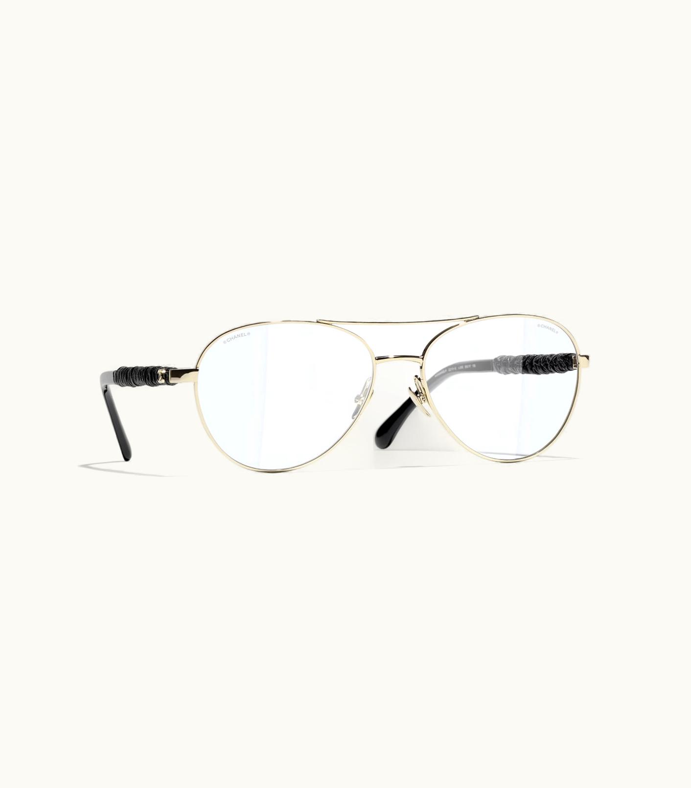 Chanel Chanel Eyewear: Pilot Blue Light Glasses, Metal & Calfskin