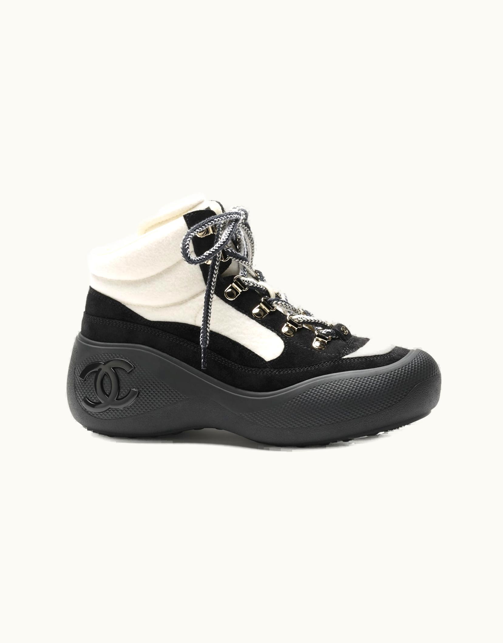 Chanel Chanel Sneakers - Wool & Suede Calfskin, Ivory & Black