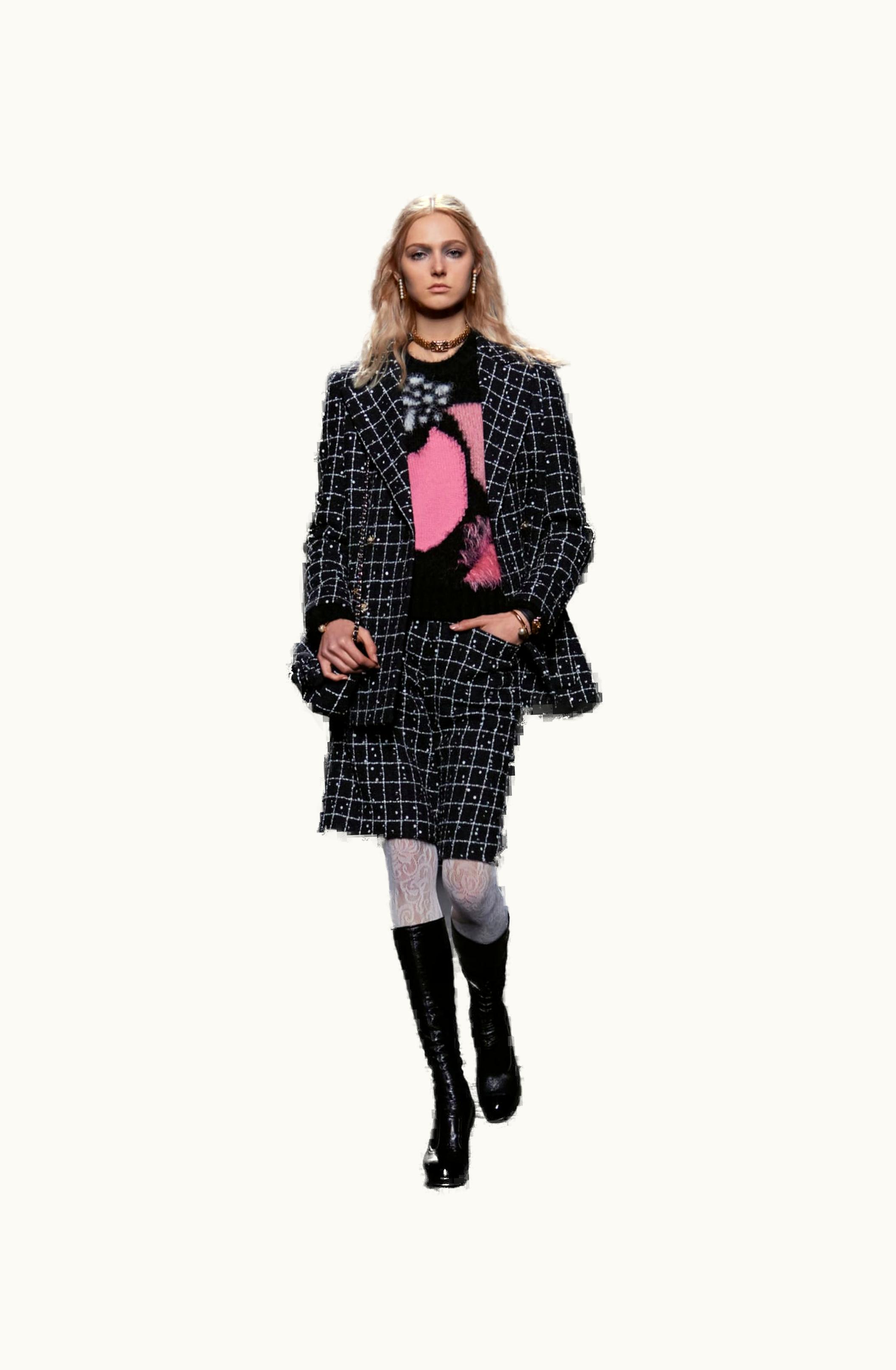 Chanel Chanel Bermuda Shorts - Tweed & Sequins, Black & White