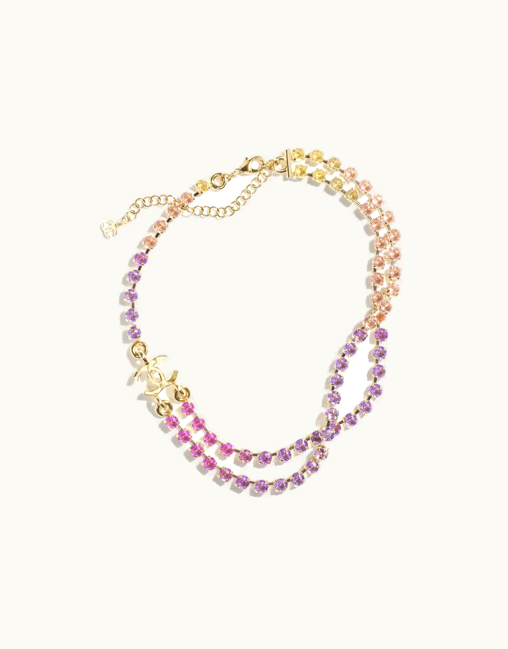 Chanel Chanel Necklace - Metal & Strass, Gold, Pink, Orange, Purple & Yellow