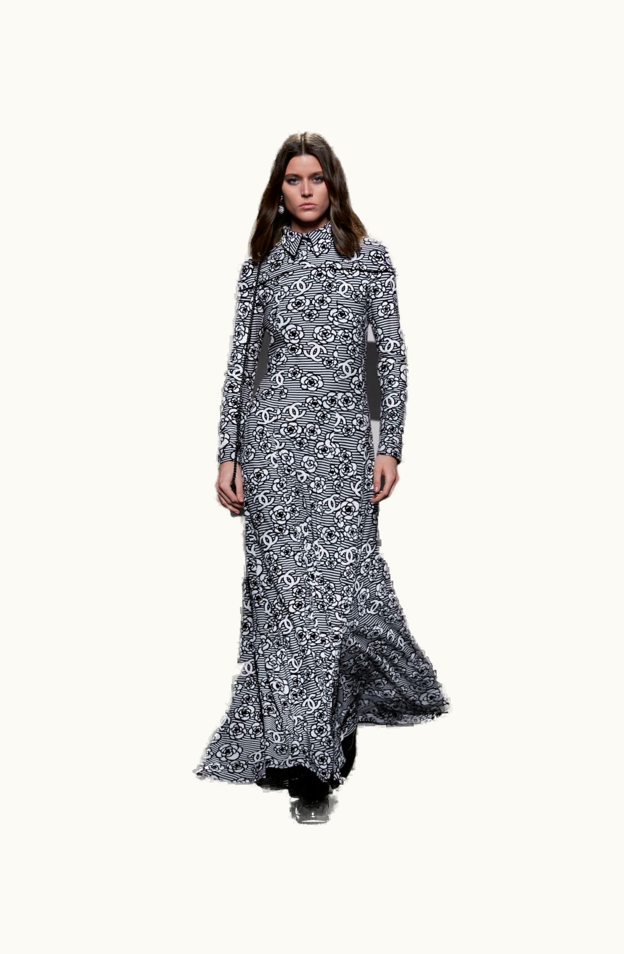 Chanel Chanel Dress - Embroidered Velvet Jersey, White & Black