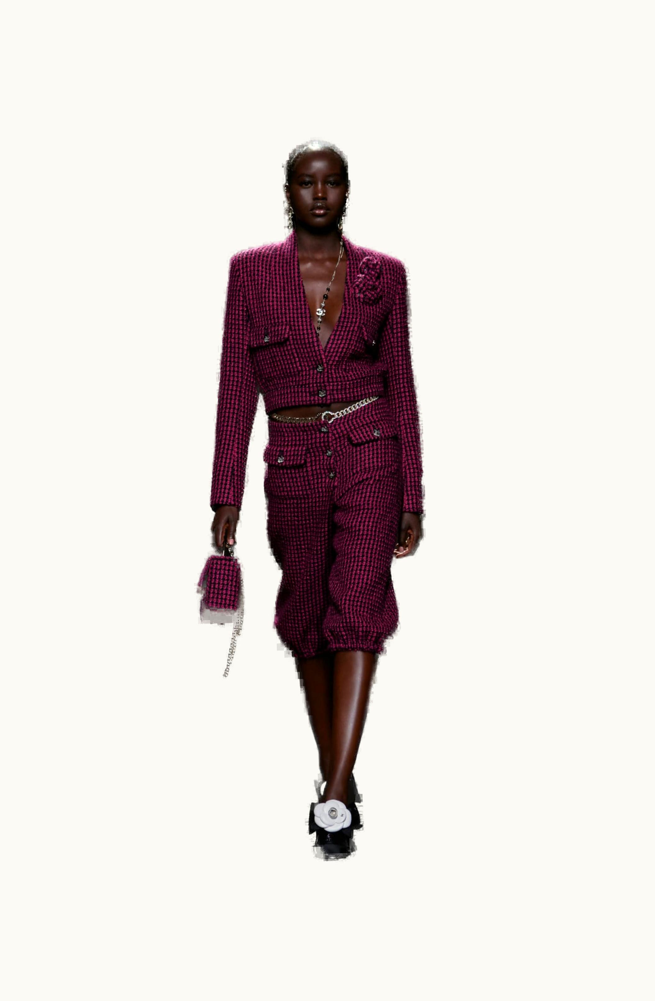 Chanel Chanel Jacket - Wool Tweed & Camellias, Fuchsia & Black
