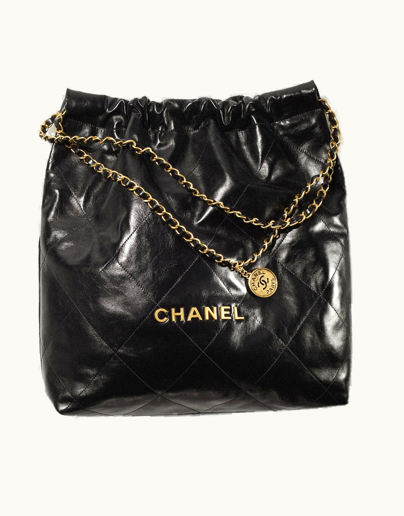 Chanel Chanel 22 Large Handbag, Shiny Calfskin & Gold-Tone Metal, Black
