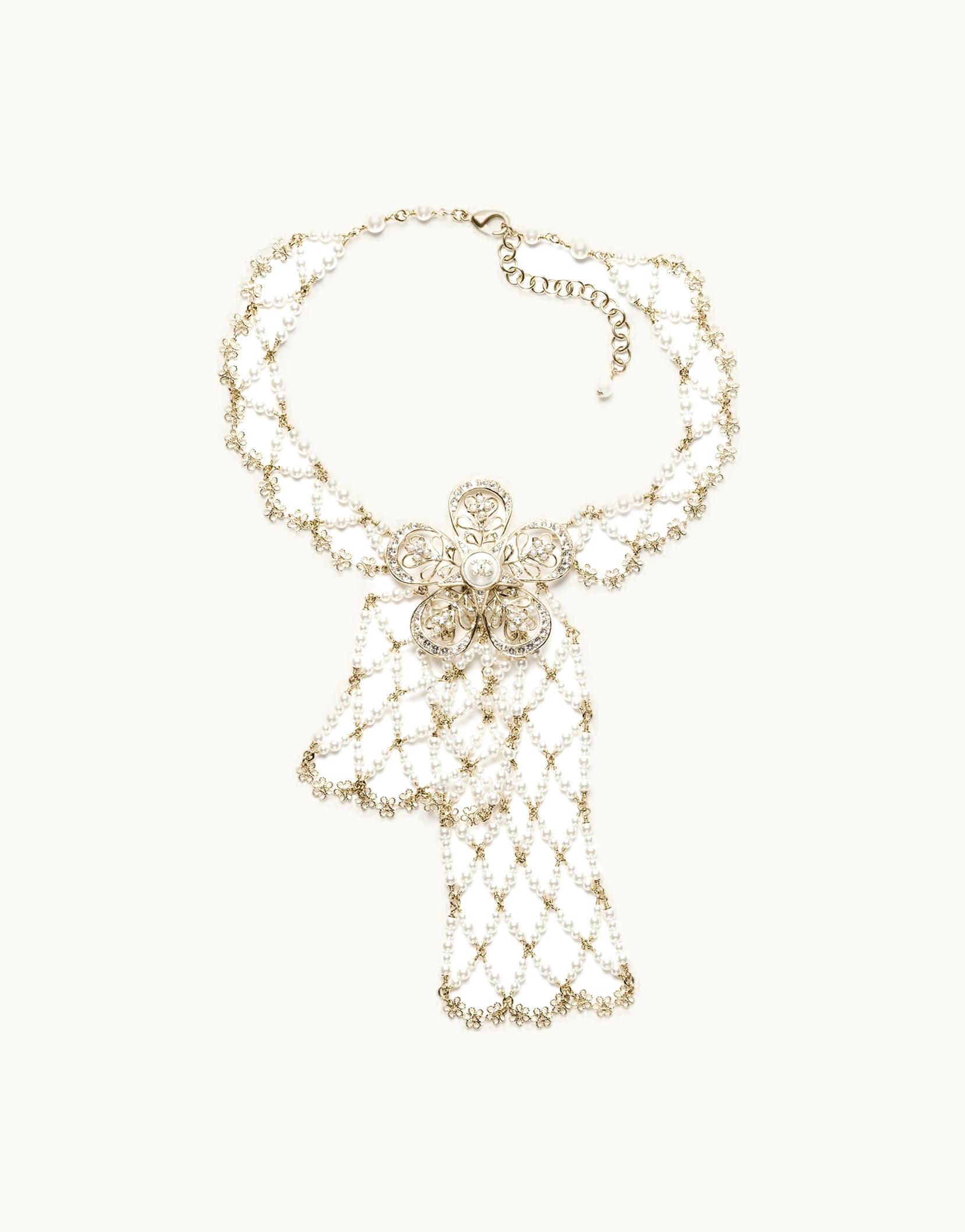 Chanel Chanel Necklace - Metal, Glass Pearls, Imitation Pearls & Strass, Gold, Pearly White & Crystal