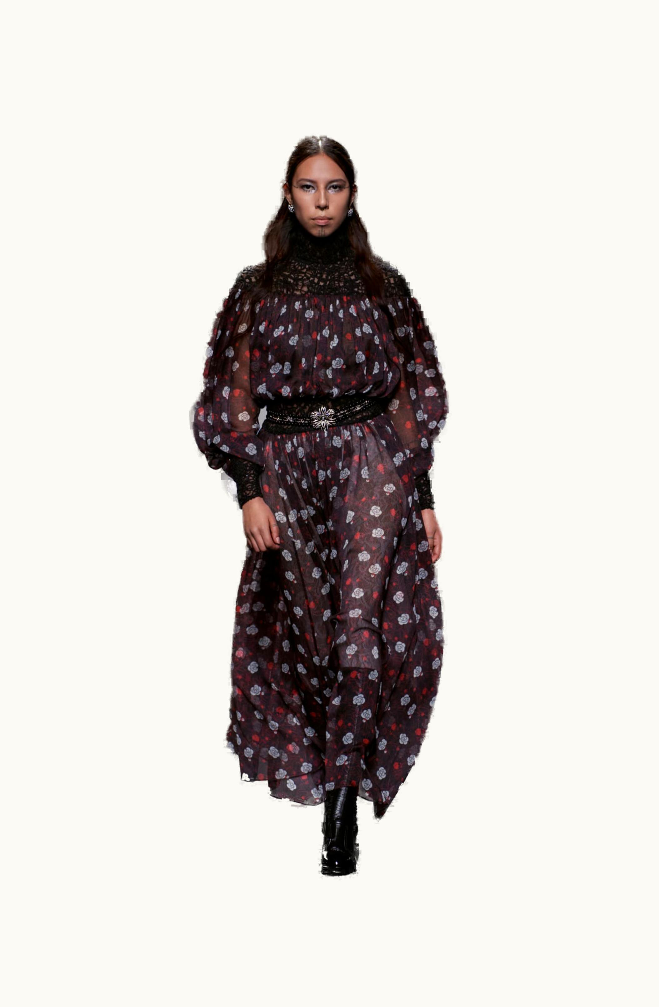 Chanel Chanel Dress - Printed Silk Muslin, Black, Red & White