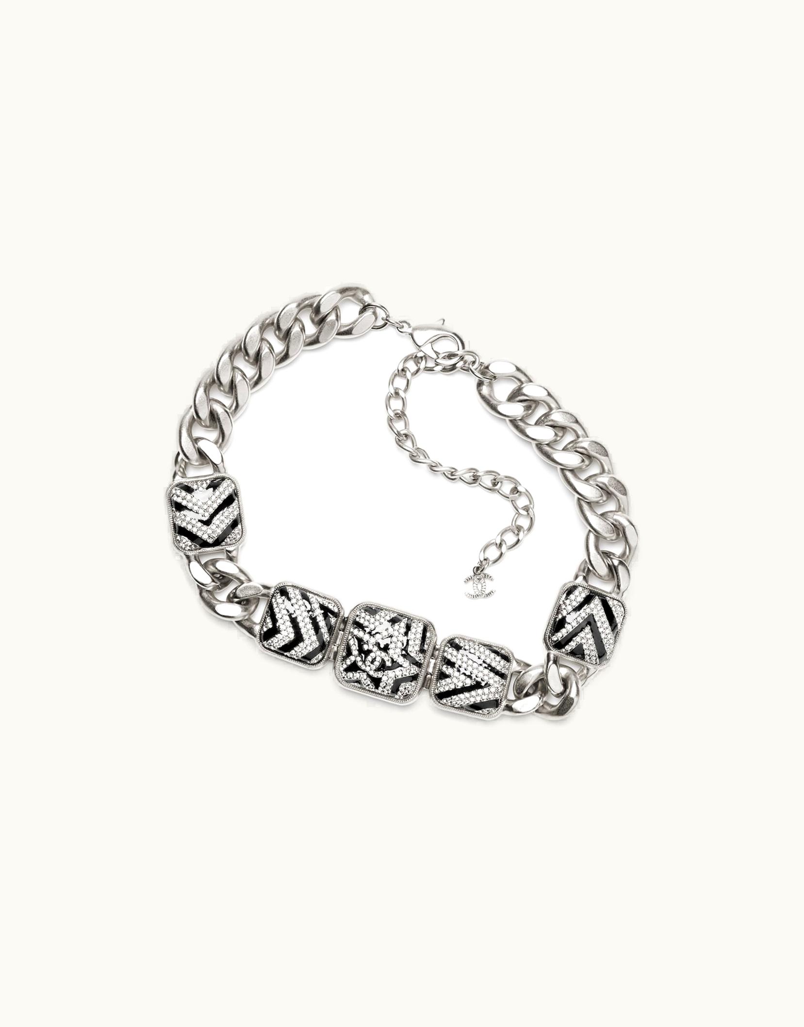 Chanel Chanel Choker - Metal, Resin & Strass, Silver, Black & Crystal