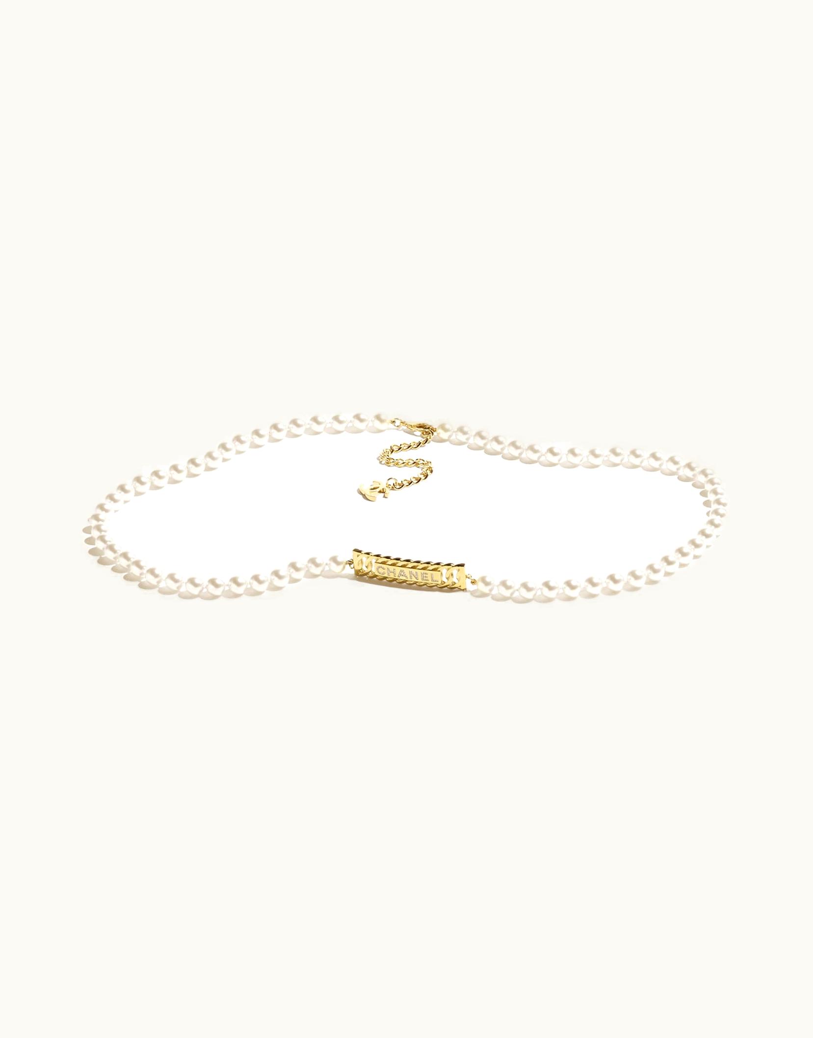 Chanel Chanel Chain Belt - Metal, Glass Pearls & Strass, Gold, Pearly White & Crystal ABC897B15951NV808