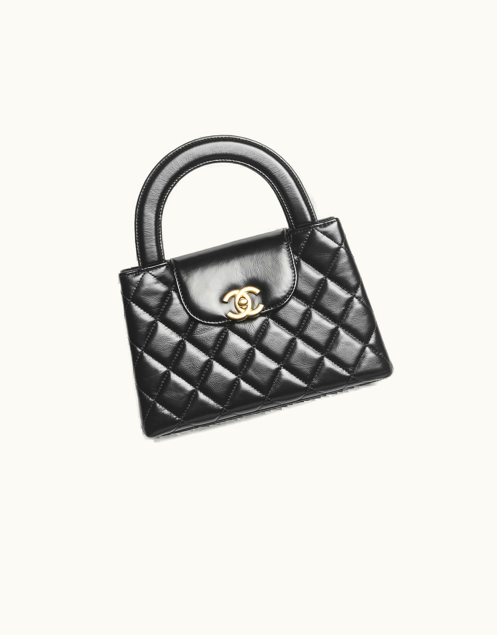 Chanel Chanel Mini Shopping Bag, Shiny Aged Calfskin & Gold-Tone Metal, Black Black