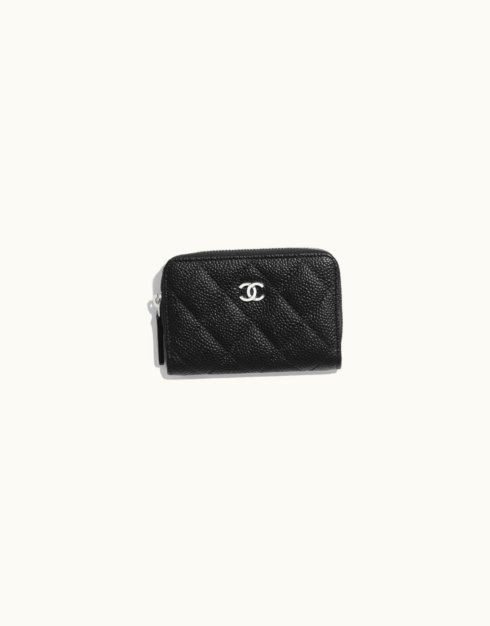 Chanel Chanel Classic Zipped Coin Purse - Grained Calfskin & Silver-Tone Metal, Black Black