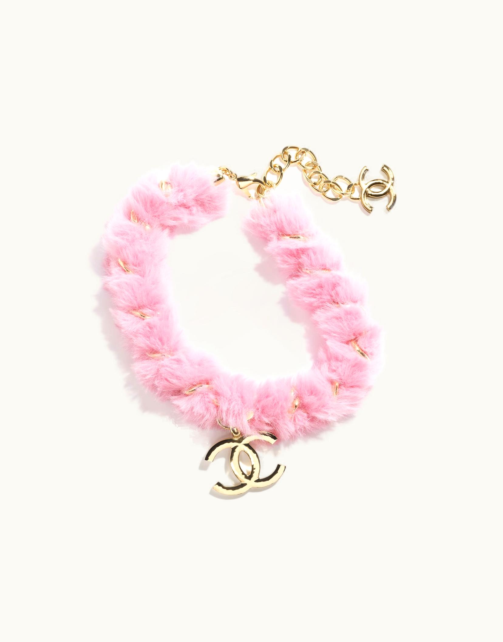 Chanel Chanel Necklace - Metal & Fantasy Fur, Gold & Pink Gold & Pink