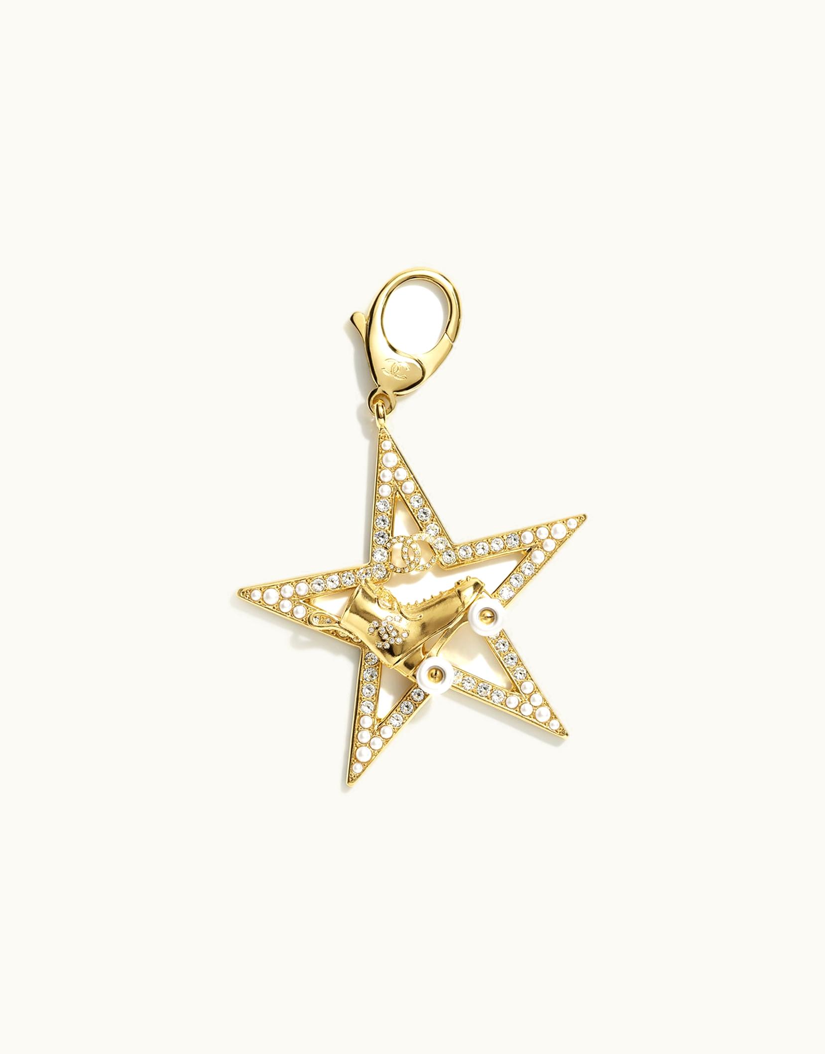 Chanel Chanel Key Rings - Metal, Glass Pearls & Strass, Gold, Pearly White & Crystal