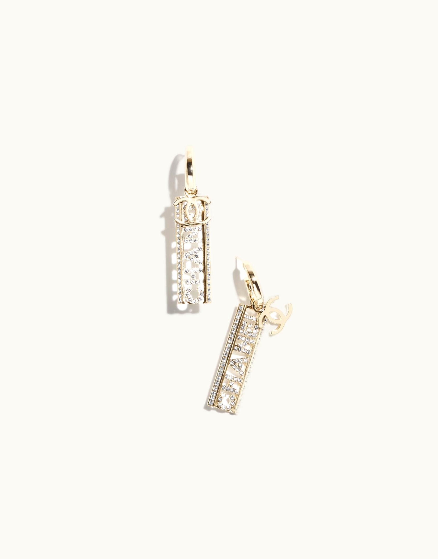 Chanel Chanel Pendant Earrings - Metal & Strass, Gold & Crystal Gold & Crystal