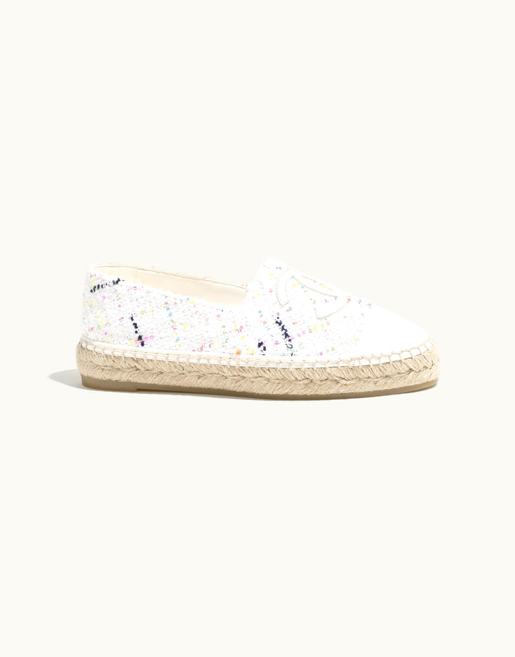 Chanel Chanel Espadrilles - Glittered Cotton Tweed & Lambskin, White & Multicolor