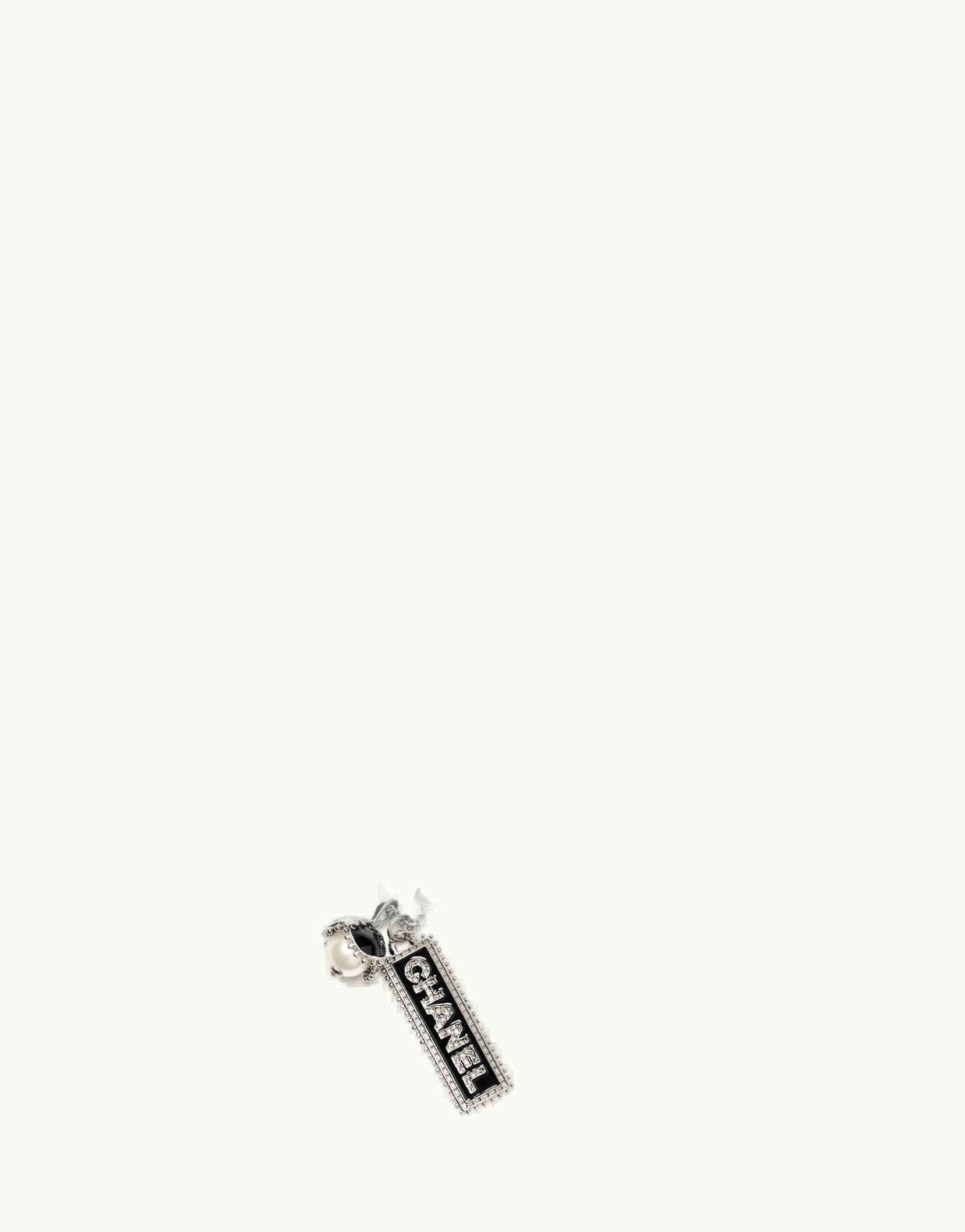 Chanel Chanel Long Pendant Necklace - Metal, Imitation Pearls & Strass, Silver, Black, Pearly White & Crystal