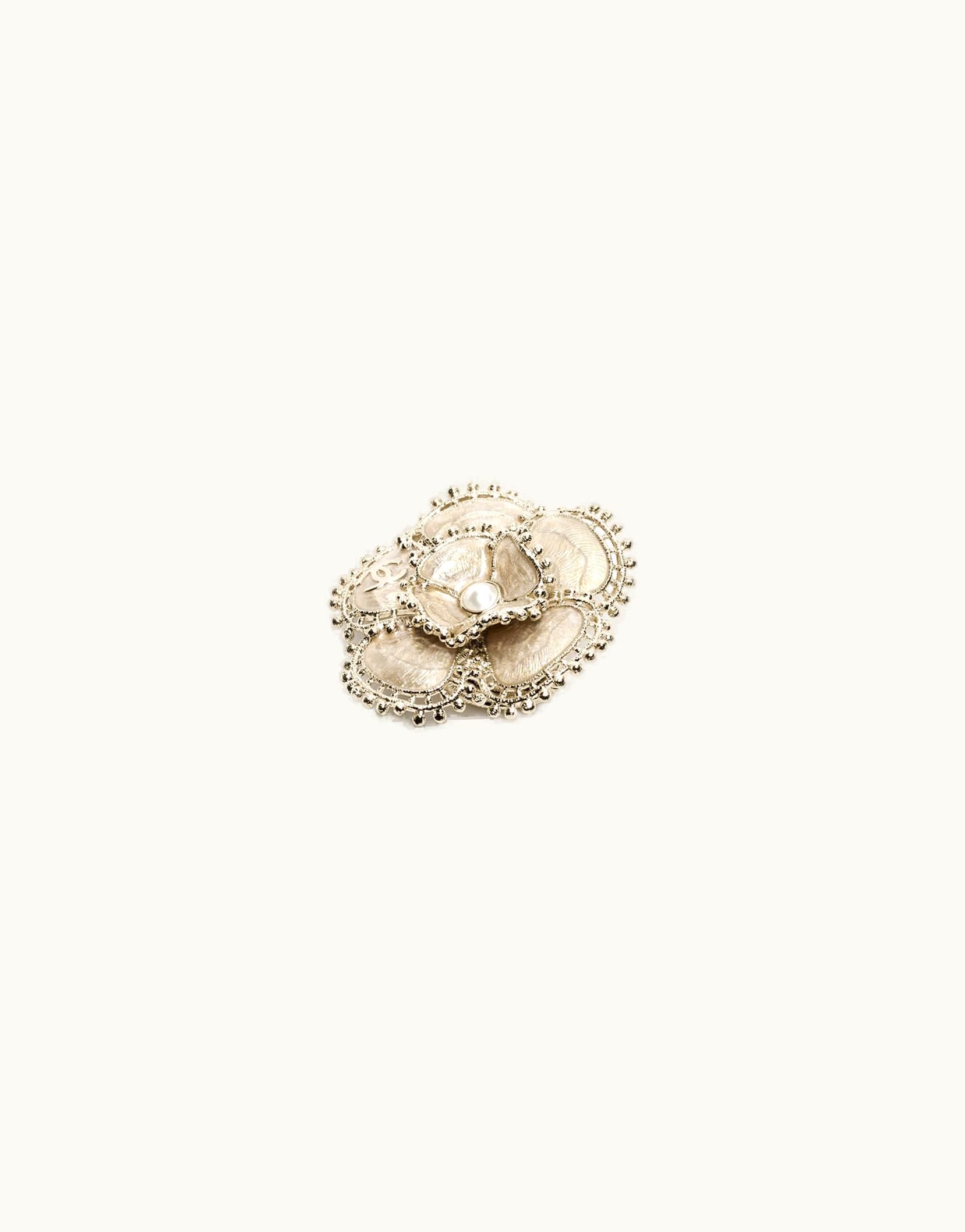 Chanel Chanel Ring - Metal & Glass Pearls, Gold, Beige & Pearly White Gold, Beige & Pearly White