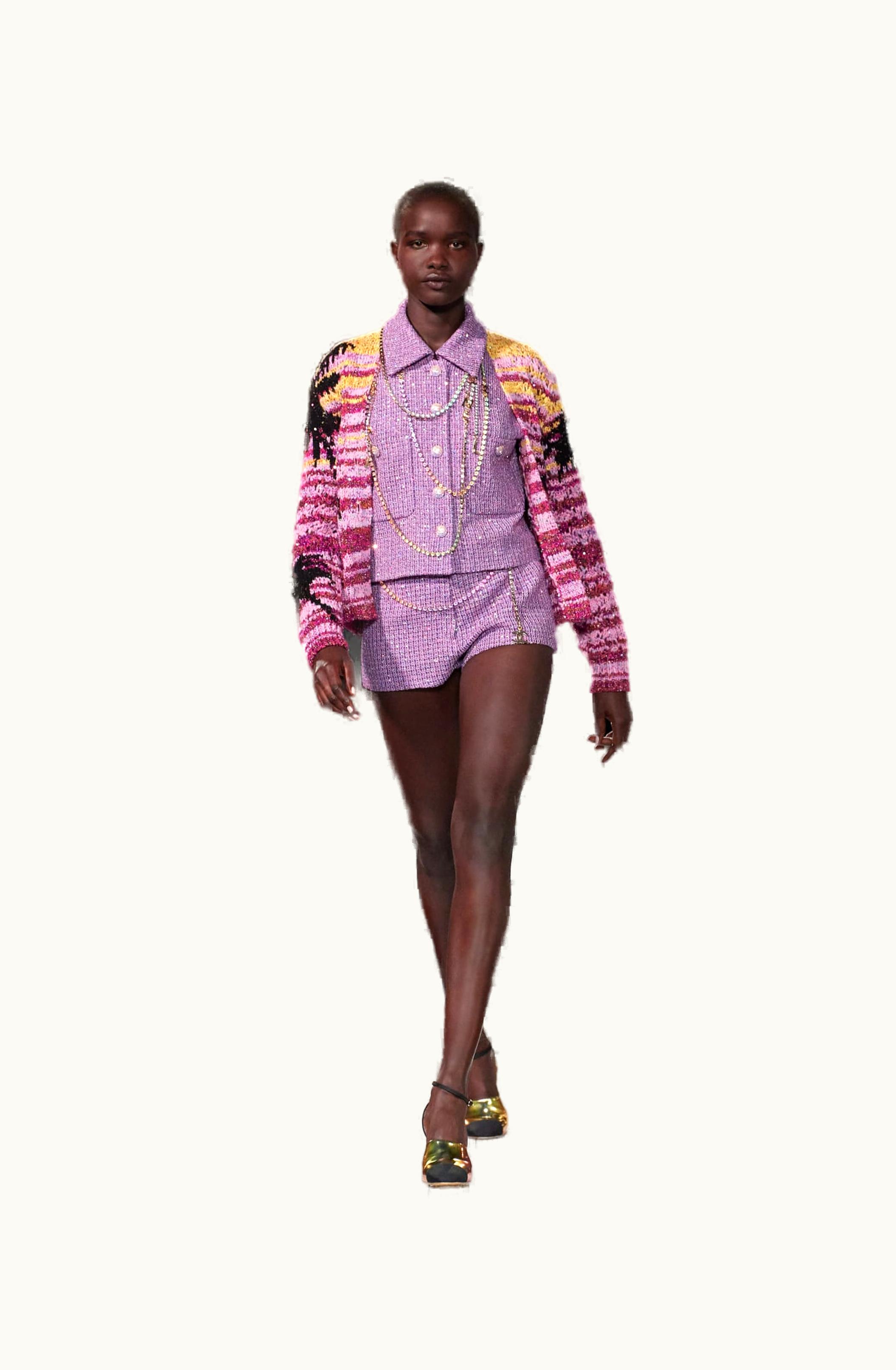 Chanel Chanel Vest - Glittered Tweed, Purple & Silver