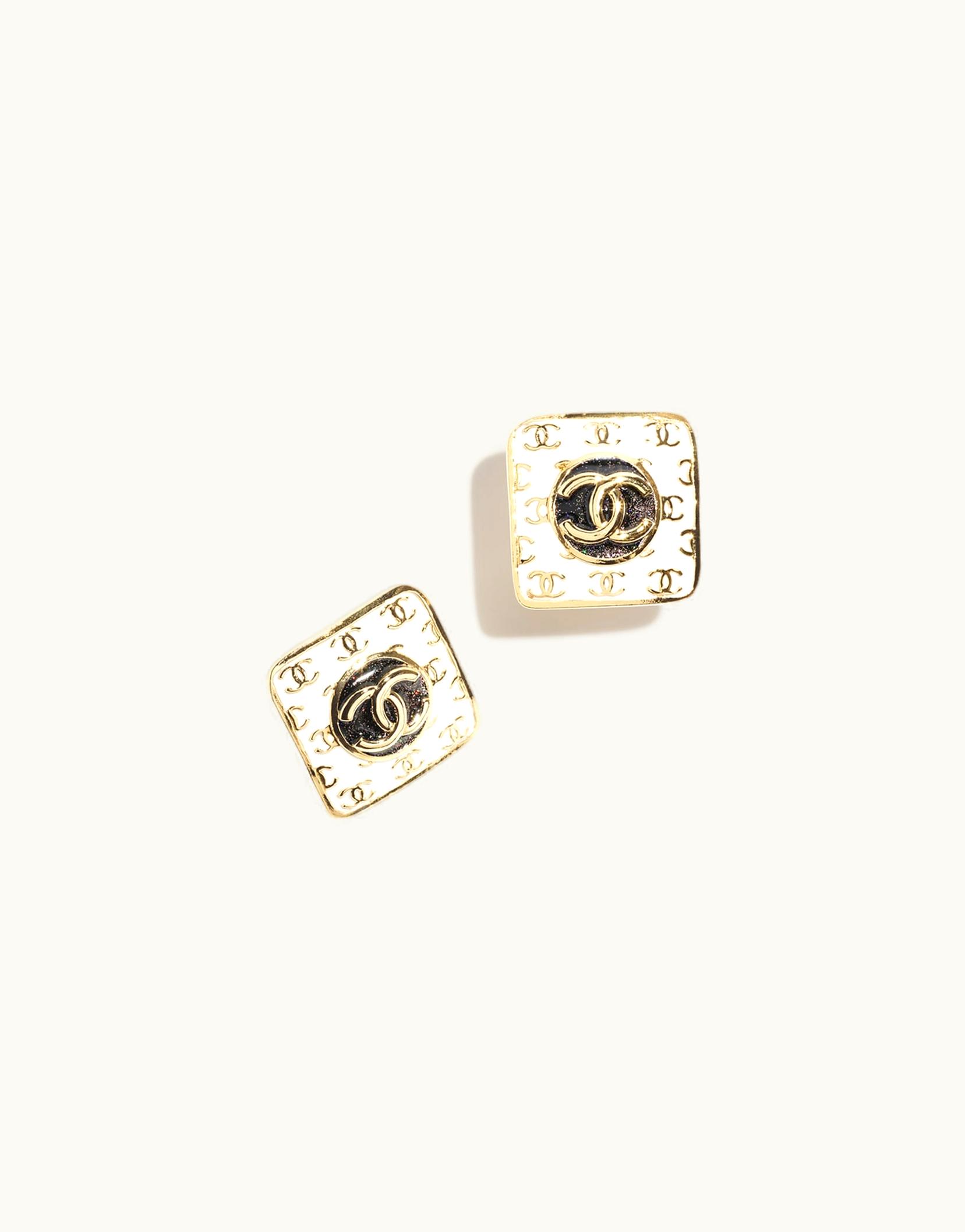 Chanel Chanel Stud Earrings - Metal, Gold, Pearly Black & White