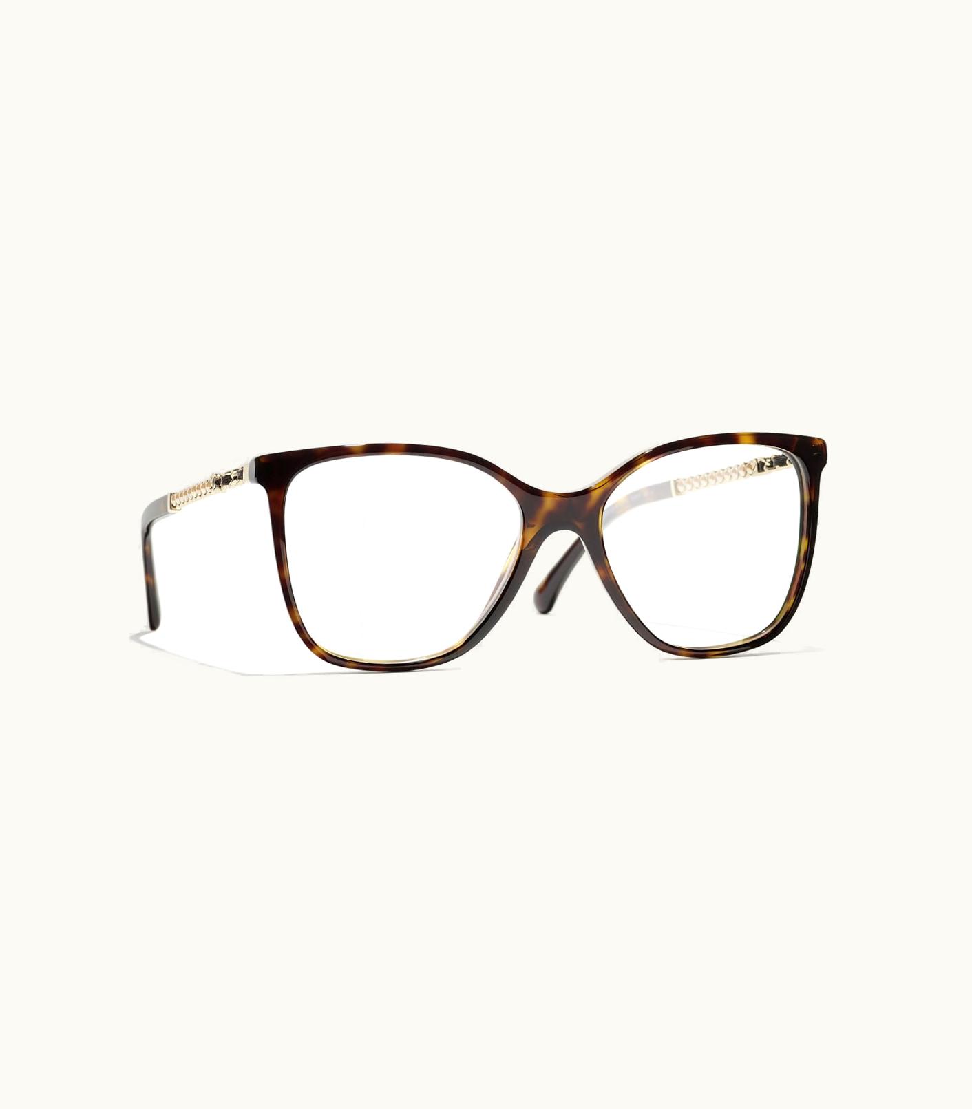 Chanel Chanel Eyeglasses: Square Eyeglasses, Acetate & Glass Pearls Dark Tortoise