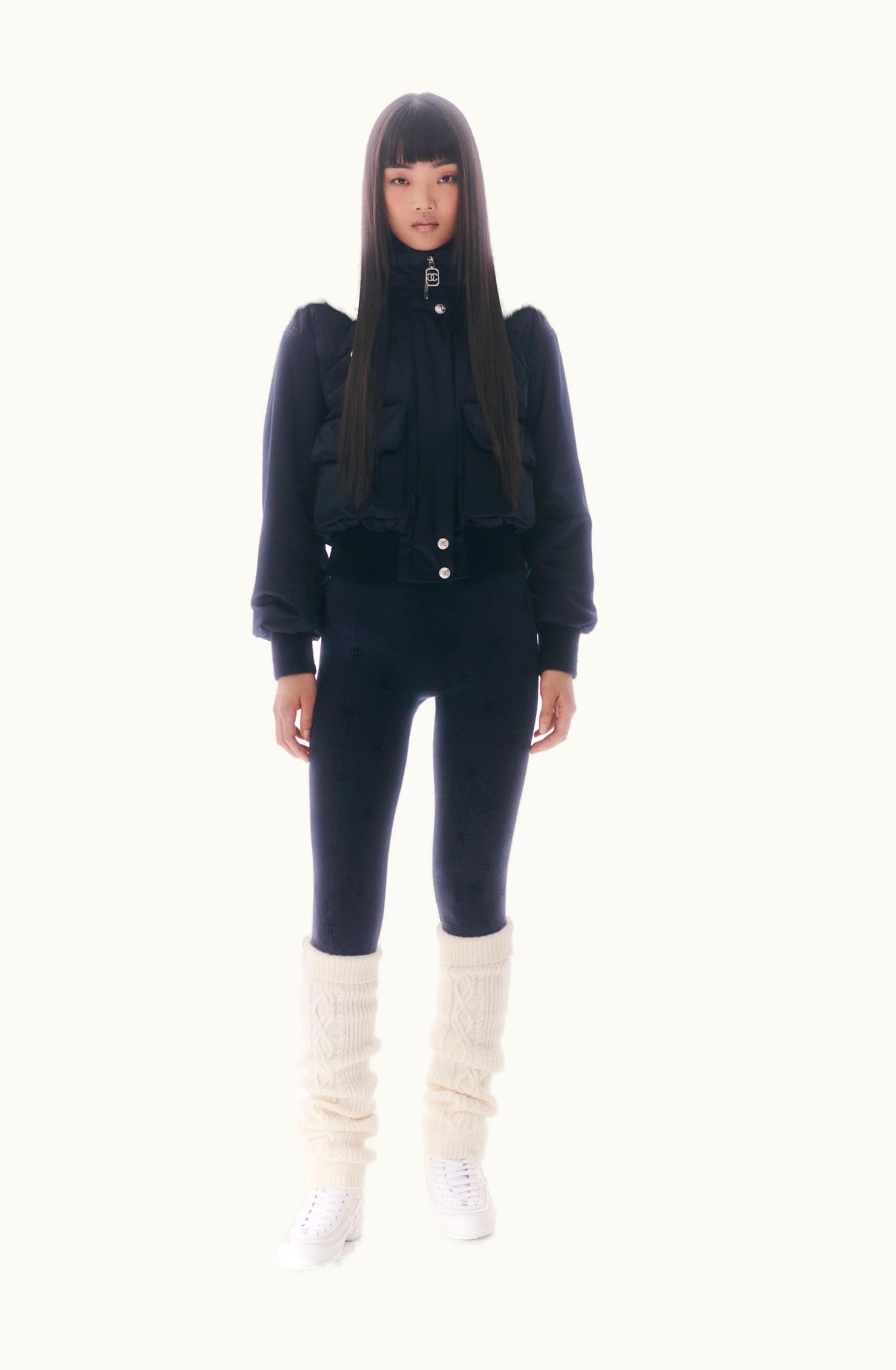 Chanel Chanel Blouson - Technical Satin, Cachmere & Shearling Lambskin, Navy Blue & White