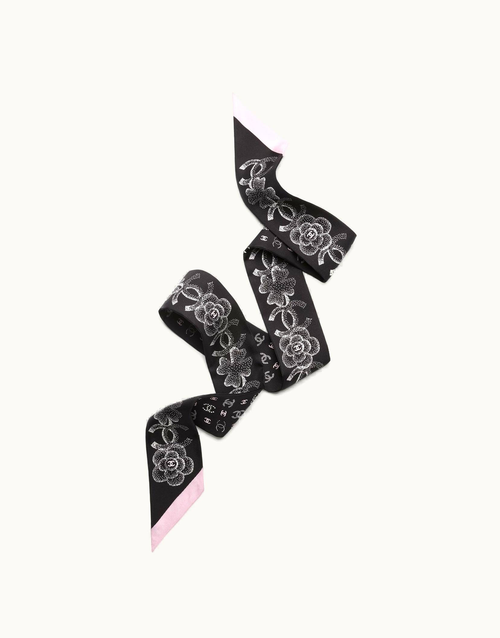 Chanel Chanel Slim Bandeau - Silk Twill, Black & Pink
